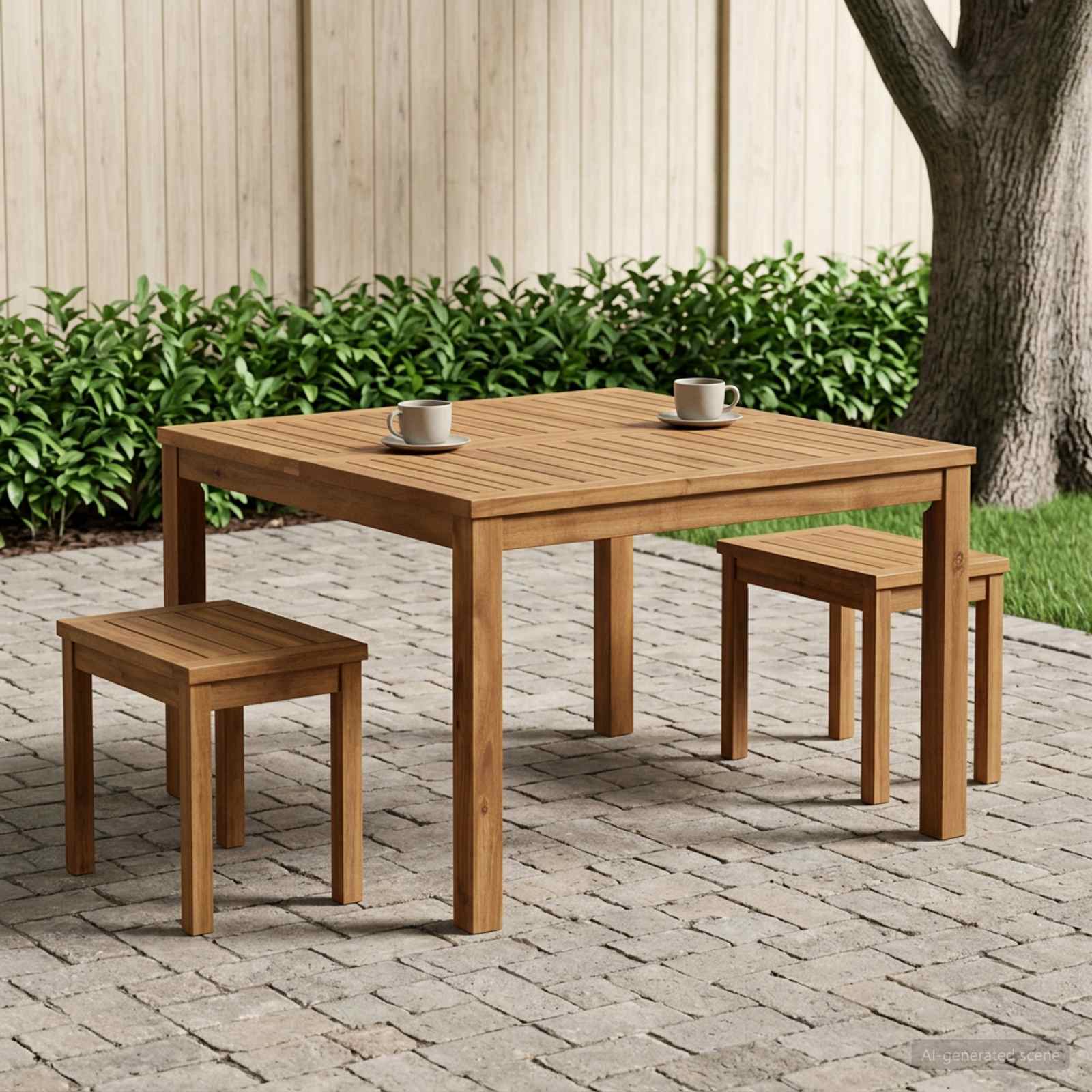 Couchtisch Natur 80 x 80,5 x 45 cm Massivholz Akazie
