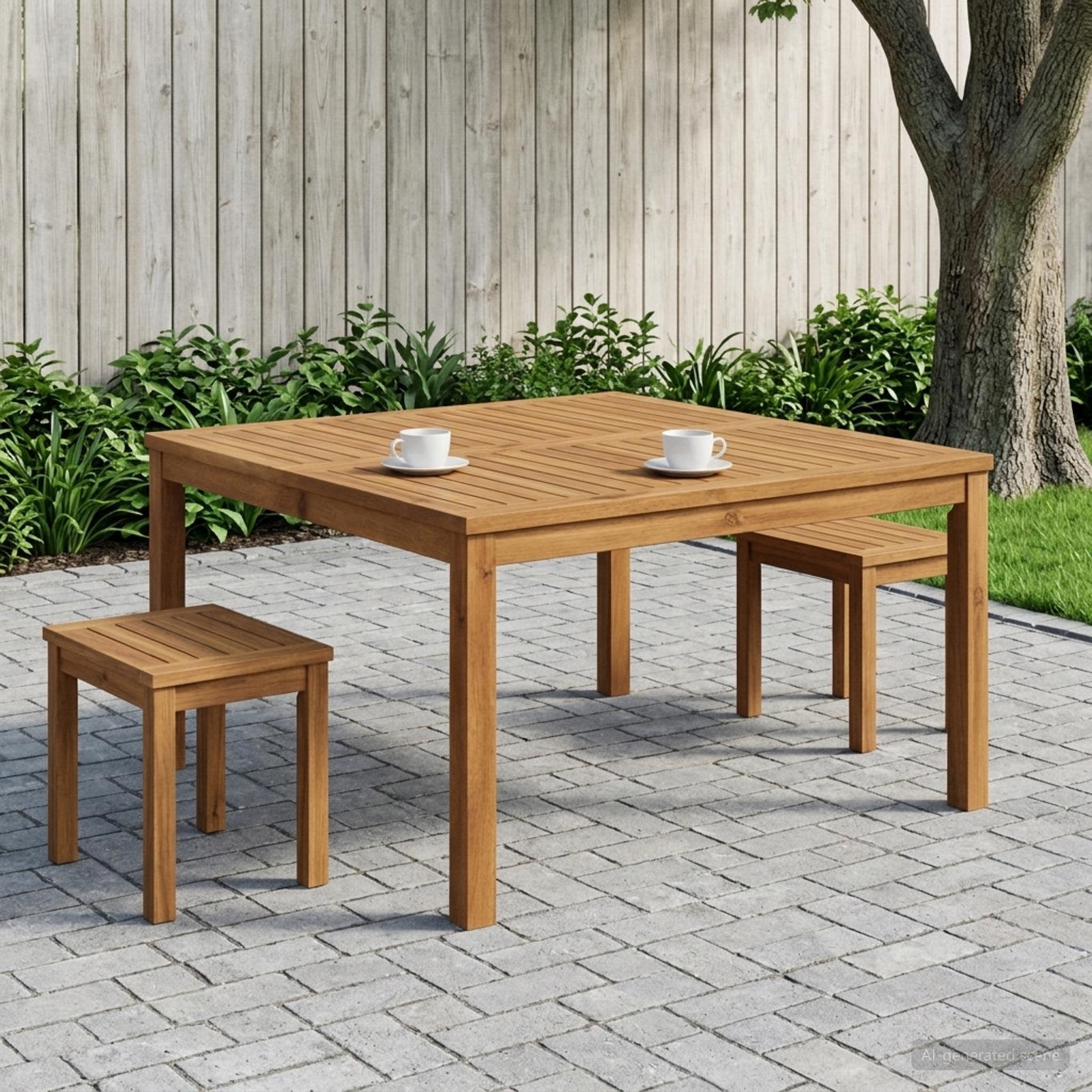 Couchtisch Natur 100 x 100,5 x 45 cm Massivholz Akazie