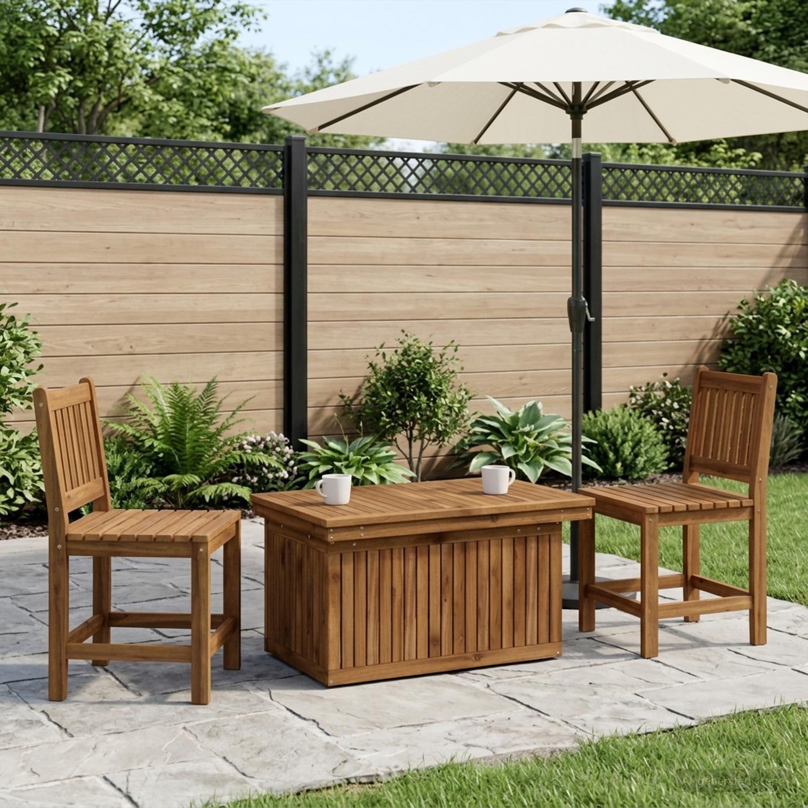 Gartenkaffee Tisch aus massivem Akazienholz höhenverstellbar