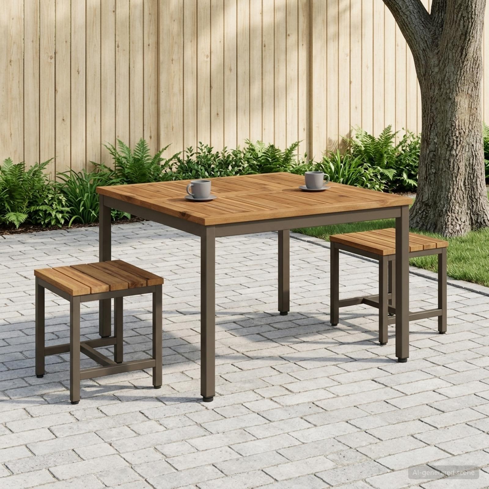 Couchtisch Natur und Kaffee 80 x 80,5 x 45 cm Massivholz Akazie