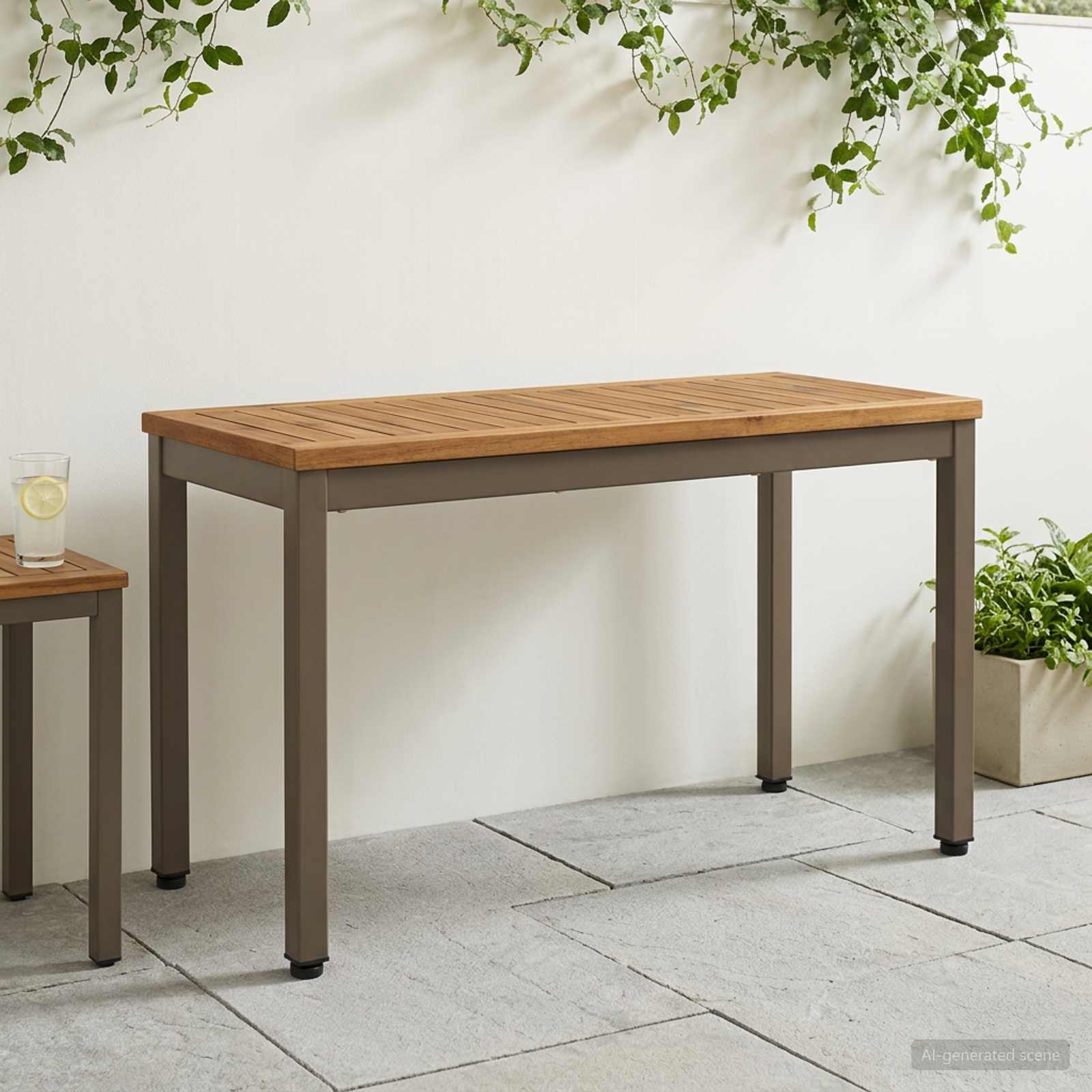 Gartenbank 80,5 x 35 x 45 cm Massivholz Akazie Natur und Kaffee