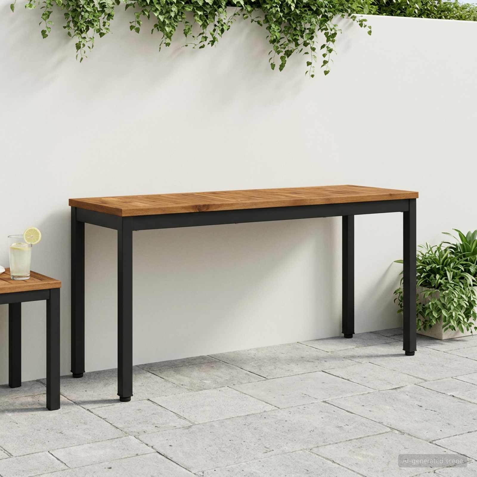 Gartenbank 108,5 x 35 x 45 cm Massivholz Akazie Rechtwinklig
