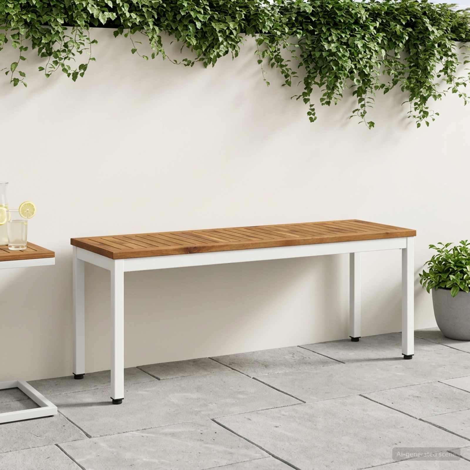 Gartenbank 108,5 x 35 x 45 cm Massivholz Akazie Rechtwinklig