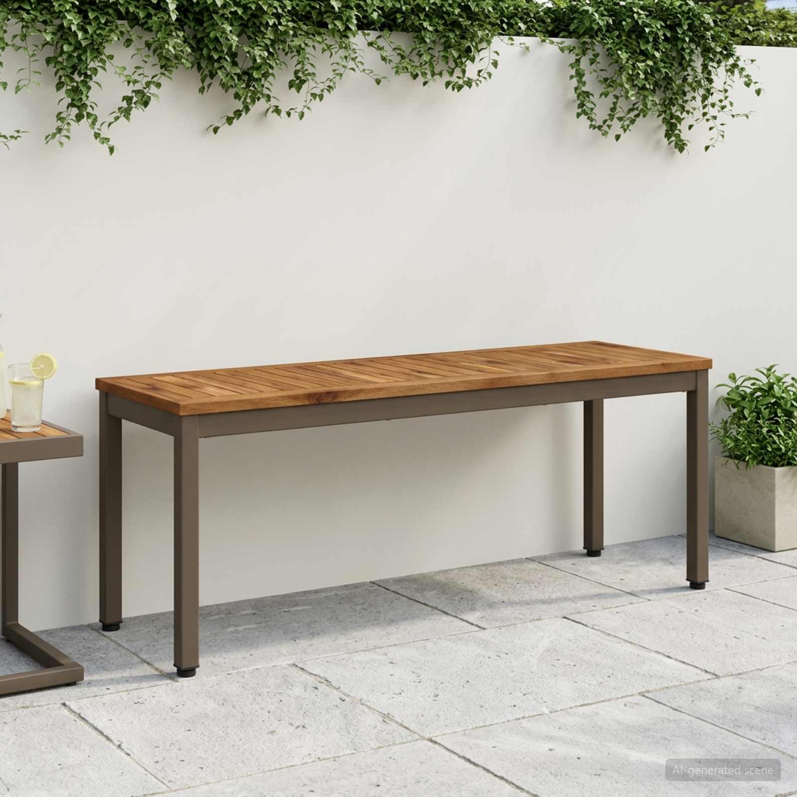 Gartenbank 108,5 x 35 x 45 cm Massivholz Akazie Rechtwinklig