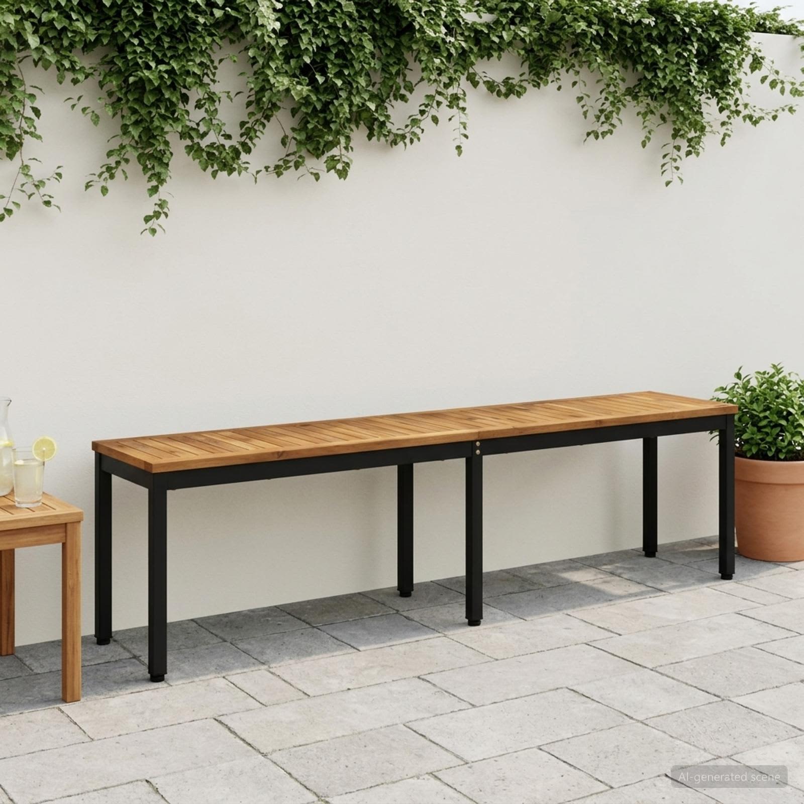 Gartenbank 161 x 35 x 45 cm Massivholz Akazie Rechtwinklig