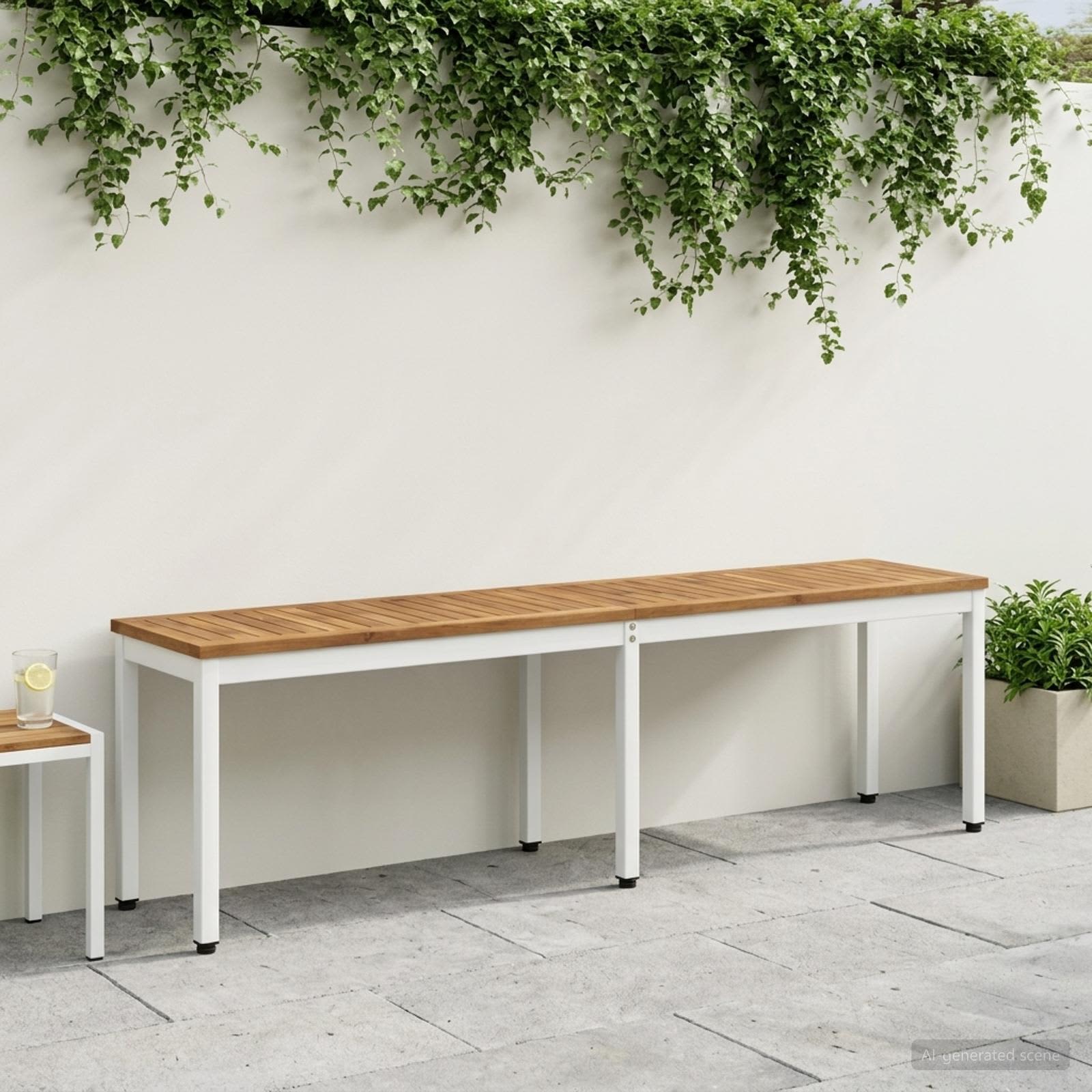 Gartenbank 161 x 35 x 45 cm Massivholz Akazie Rechtwinklig