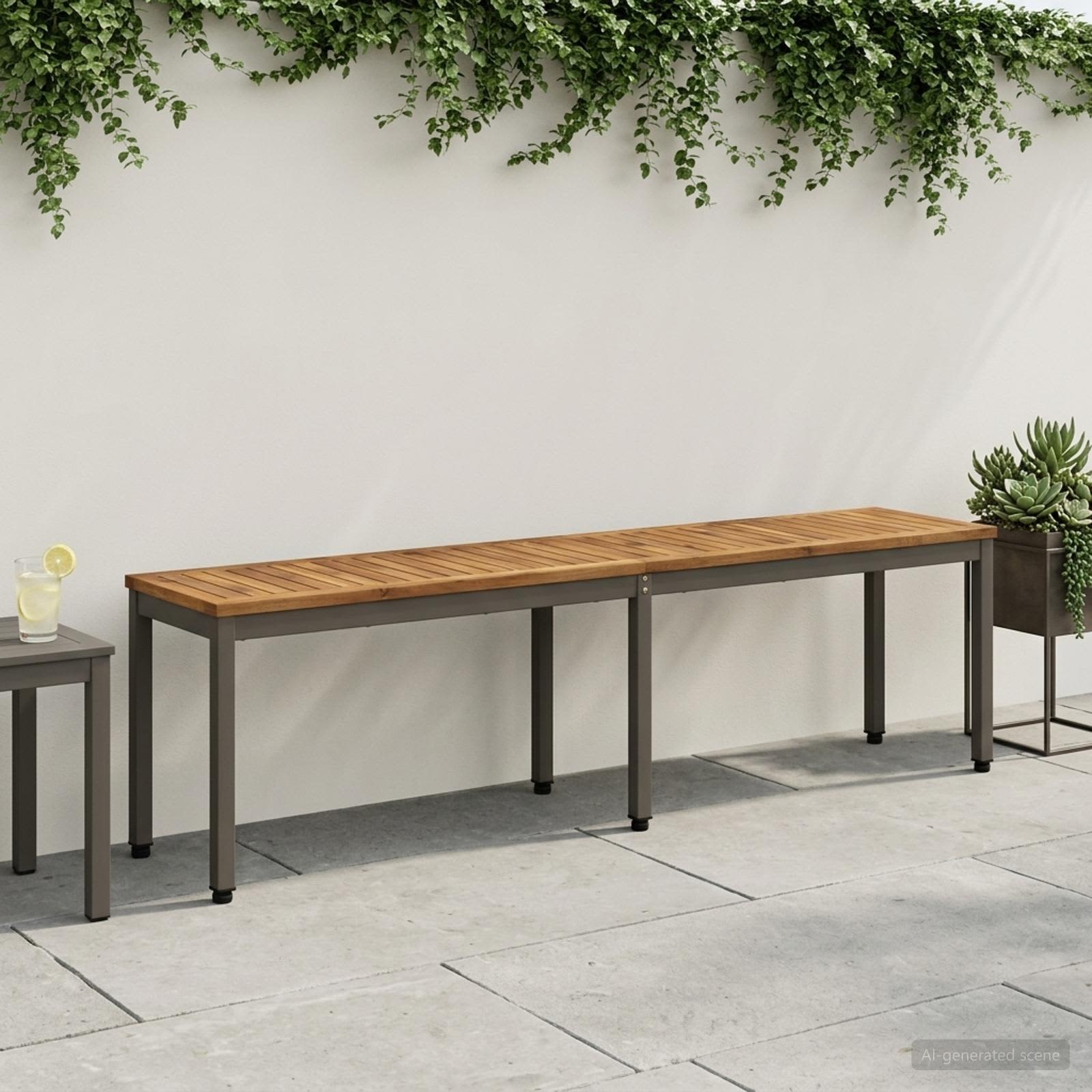 Gartenbank 161 x 35 x 45 cm Massivholz Akazie Natur und Kaffee