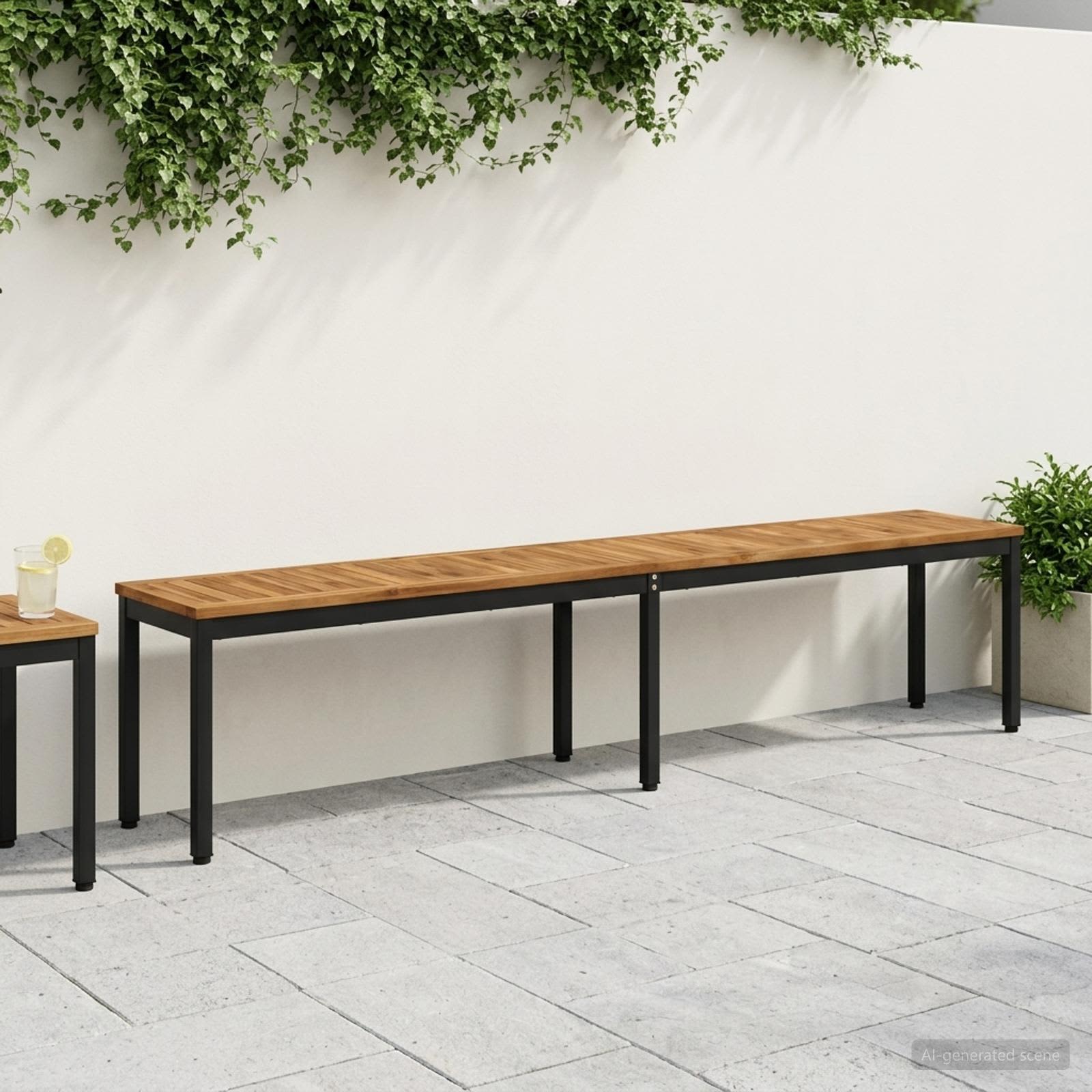 Gartenbank 201 x 35 x 45 cm Massivholz Akazie Rechtwinklig