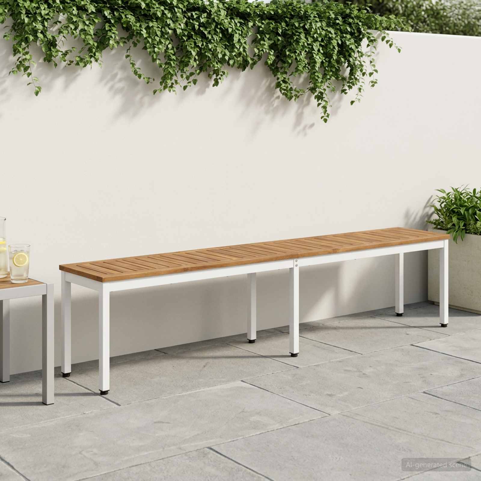 Gartenbank 201 x 35 x 45 cm Massivholz Akazie Rechtwinklig