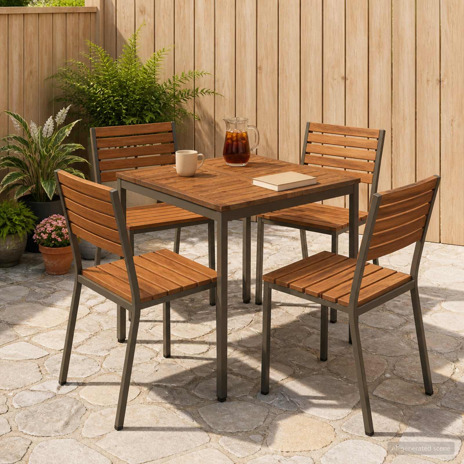 Gartentisch Natur und Kaffee 70 x 68,5 x 75 cm