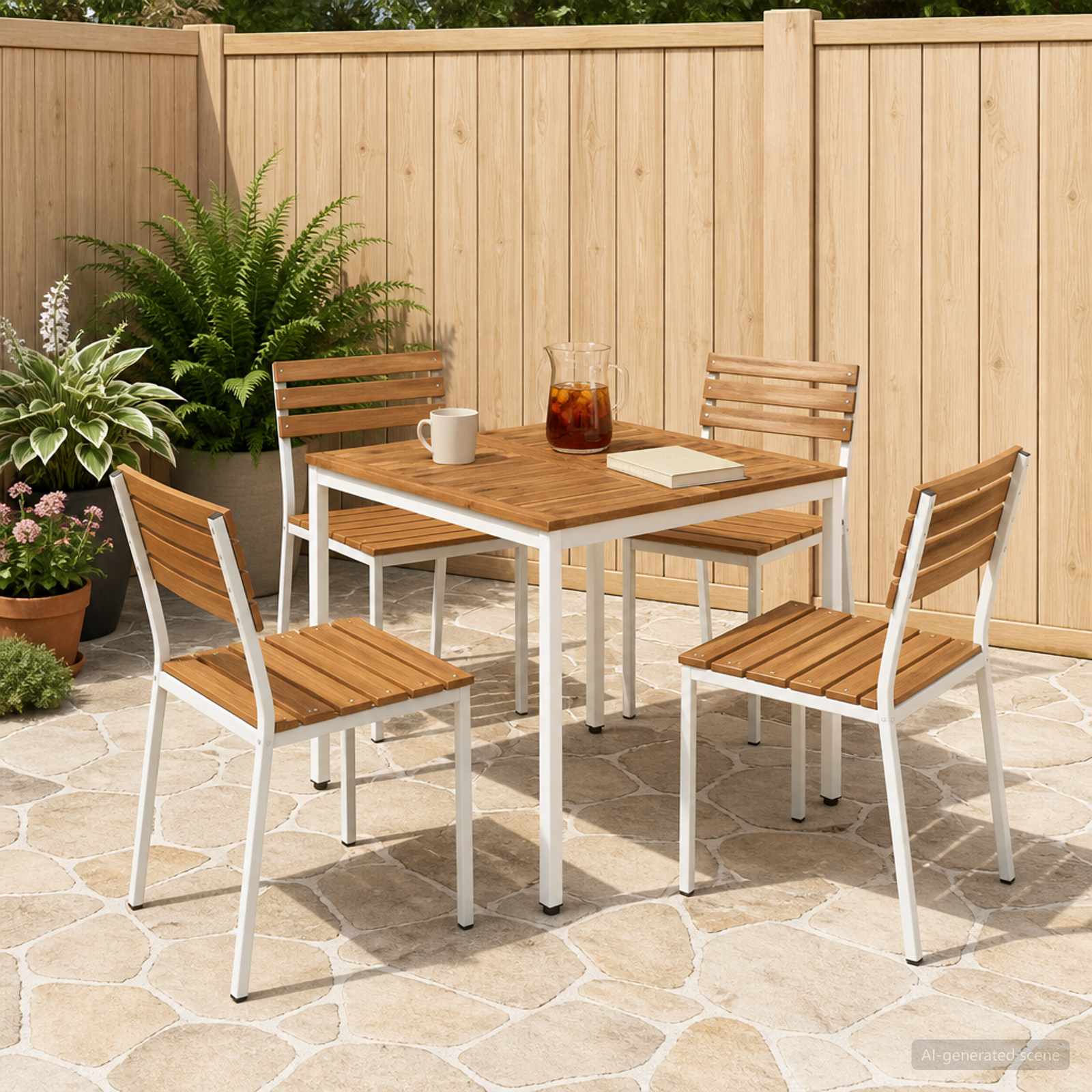 Gartentisch Natürlich und Weiß 80 x 80,5 x 75 cm