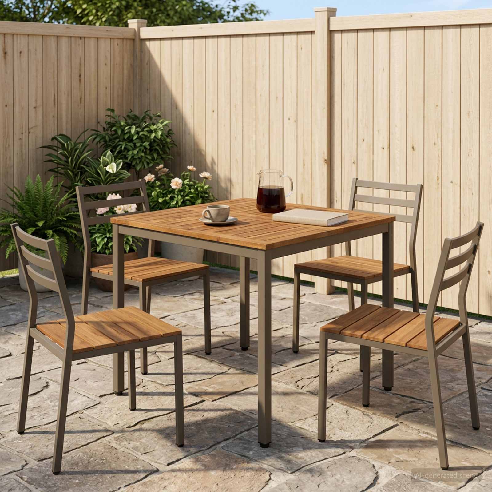 Gartentisch Natur und Kaffee 80 x 80,5 x 75 cm