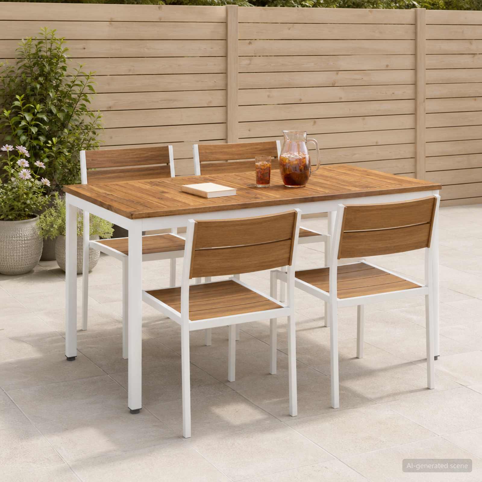 Gartentisch Natürlich und Weiß 108,5 x 55 x 75 cm