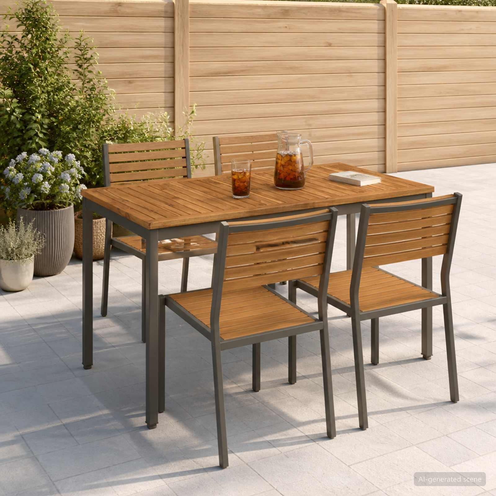 Gartentisch Natur und Kaffee 108,5 x 55 x 75 cm