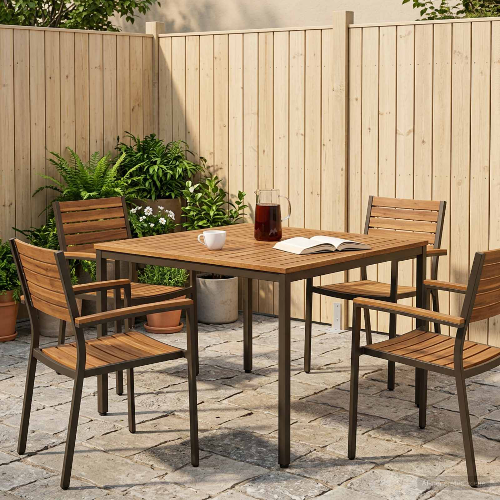 Gartentisch Natur und Kaffee 110 x 108,5 x 75 cm