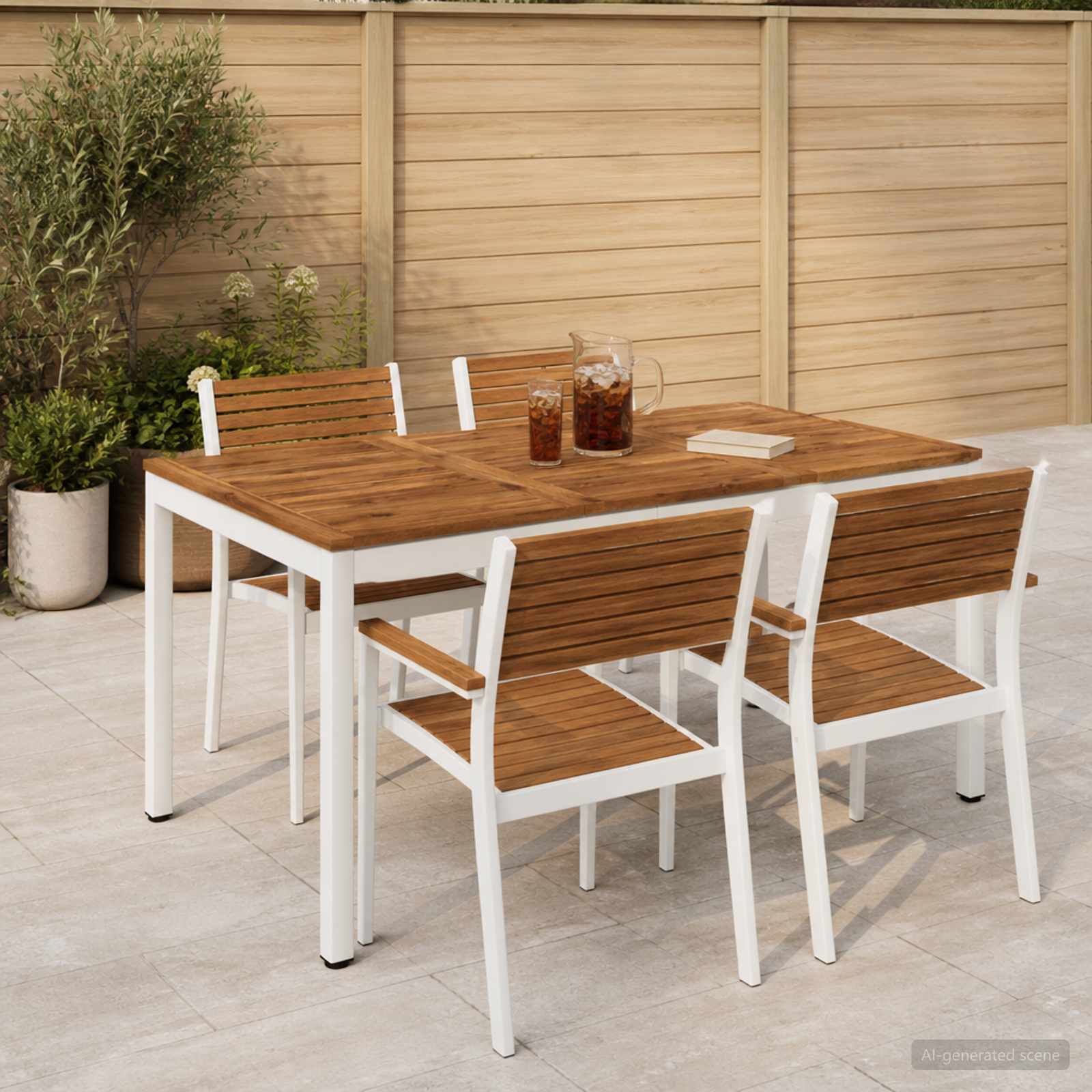Gartentisch Natürlich und Weiß 141 x 80,5 x 75 cm