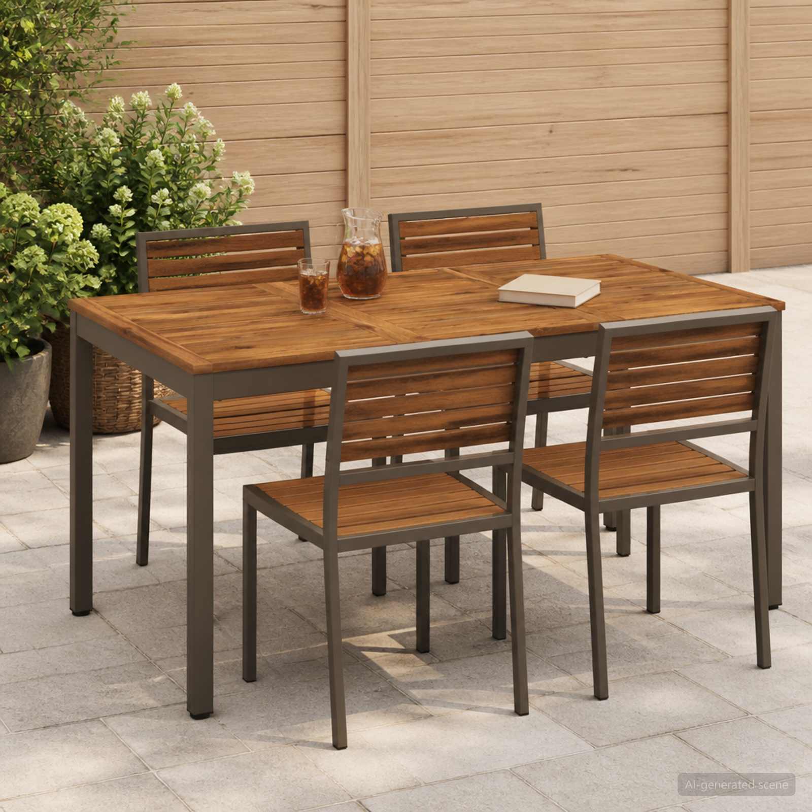 Gartentisch Natur und Kaffee 141 x 80,5 x 75 cm