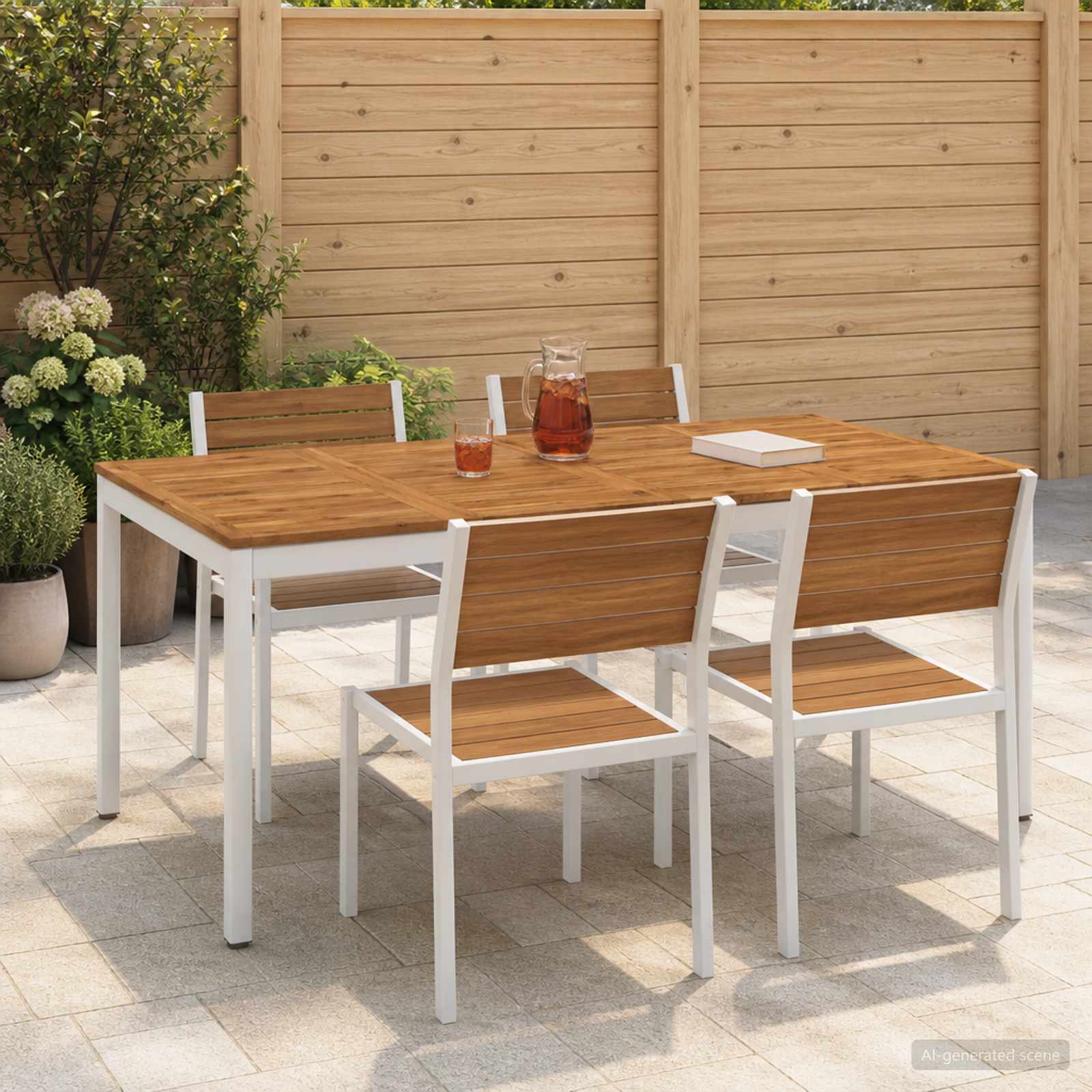 Gartentisch Natürlich und Weiß 147 x 88,5 x 75 cm
