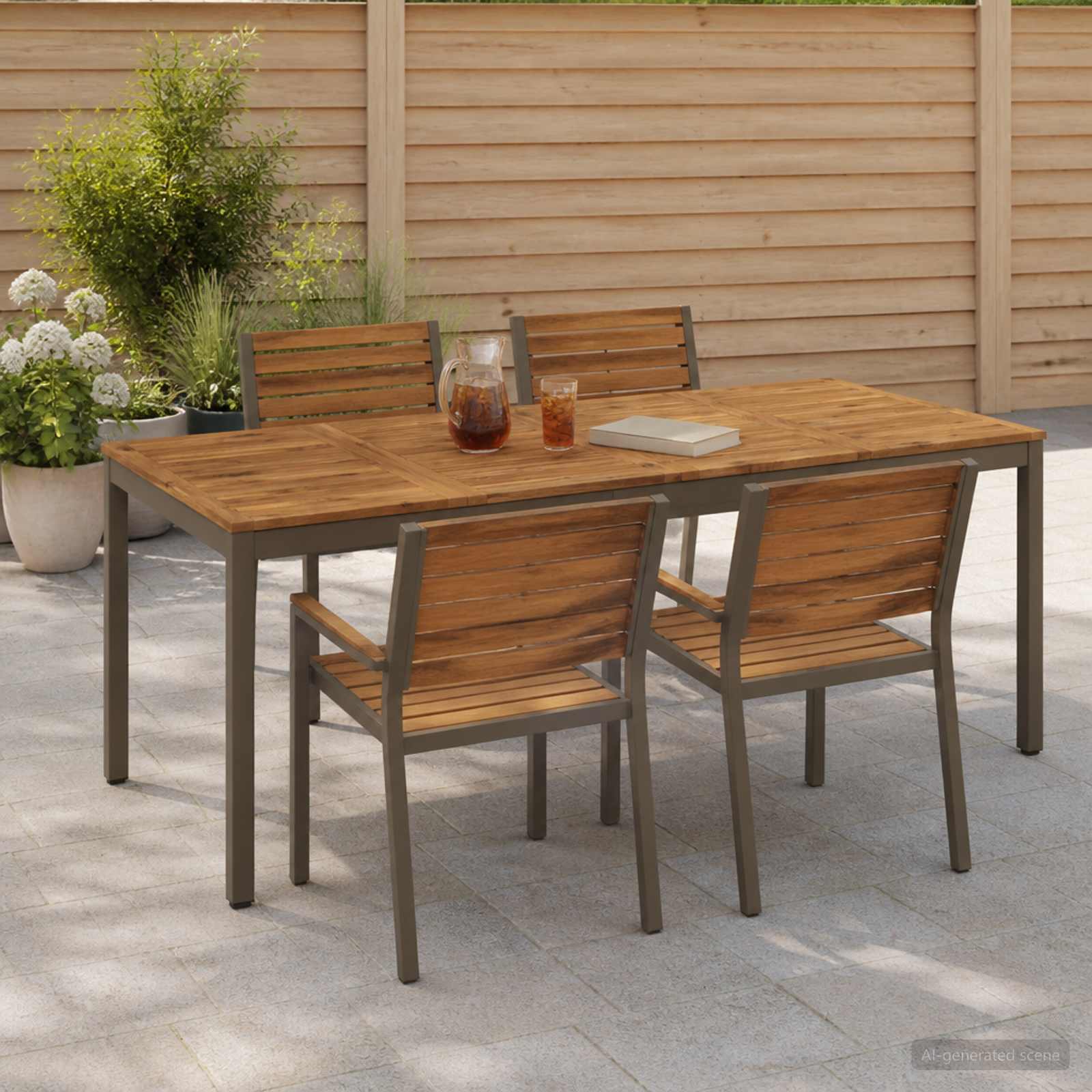 Gartentisch Natur und Kaffee 147 x 88,5 x 75 cm
