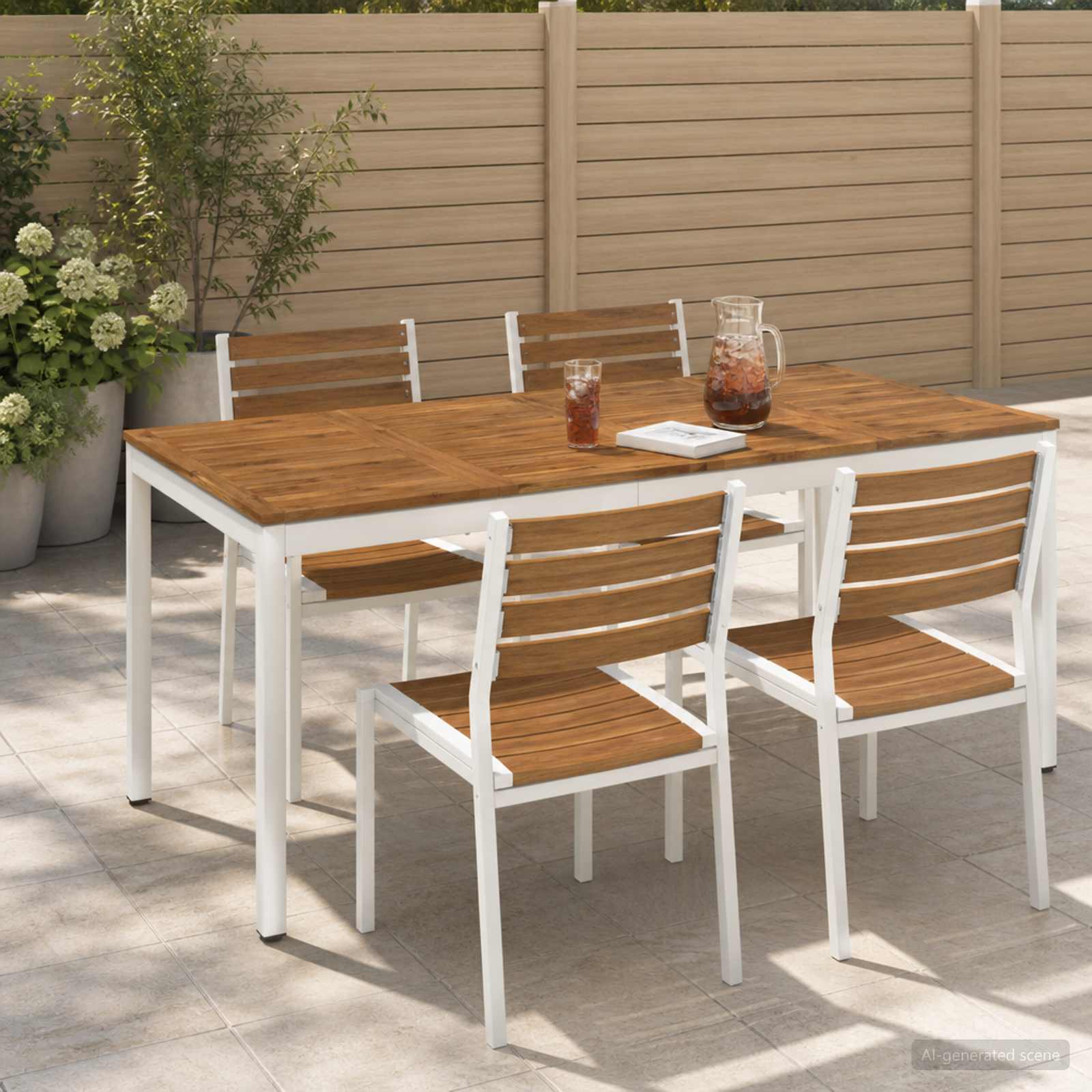 Gartentisch Natürlich und Weiß 180 x 88,5 x 75 cm