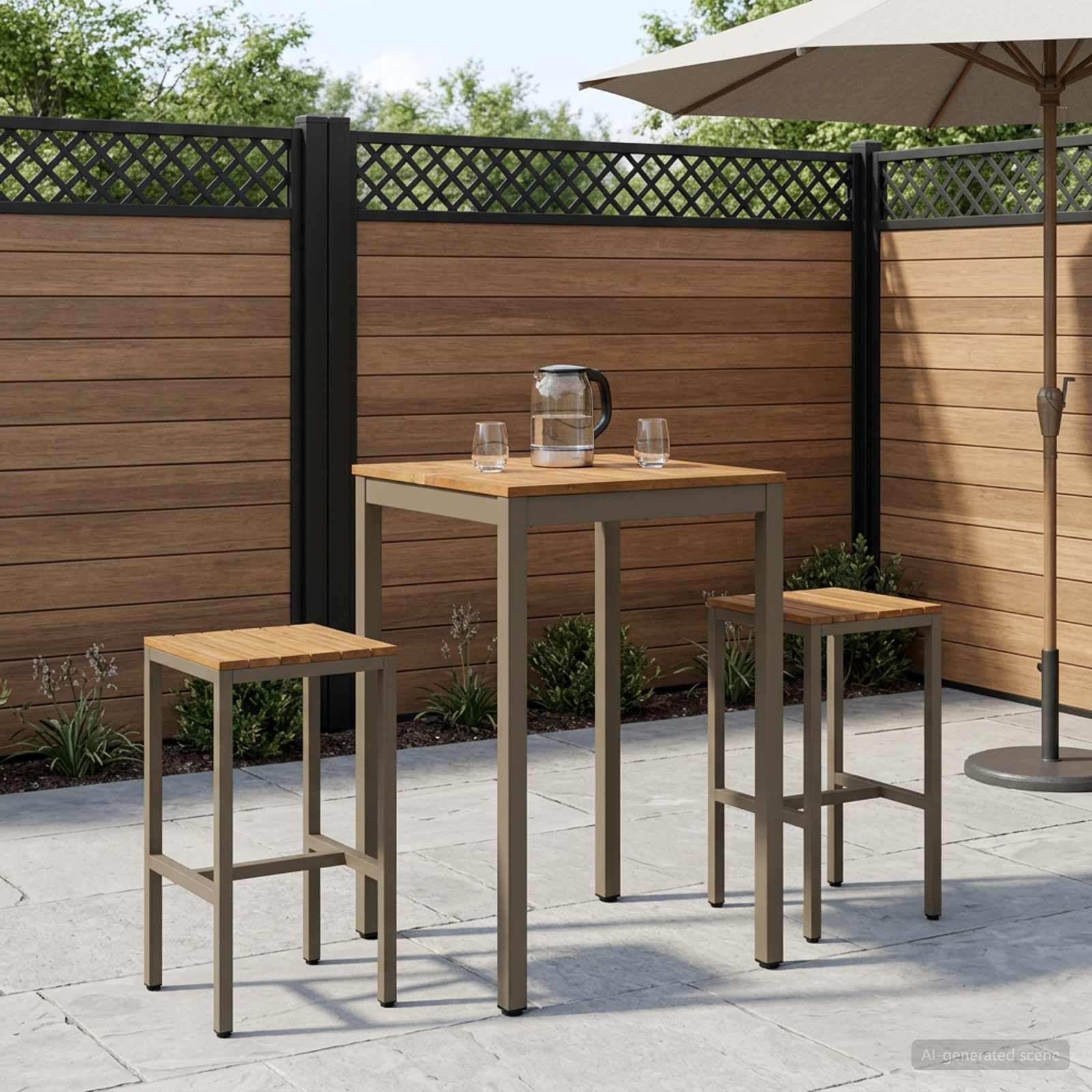 Gartenbar-Tisch Natur und Kaffee 60 x 60,5 x 105 cm