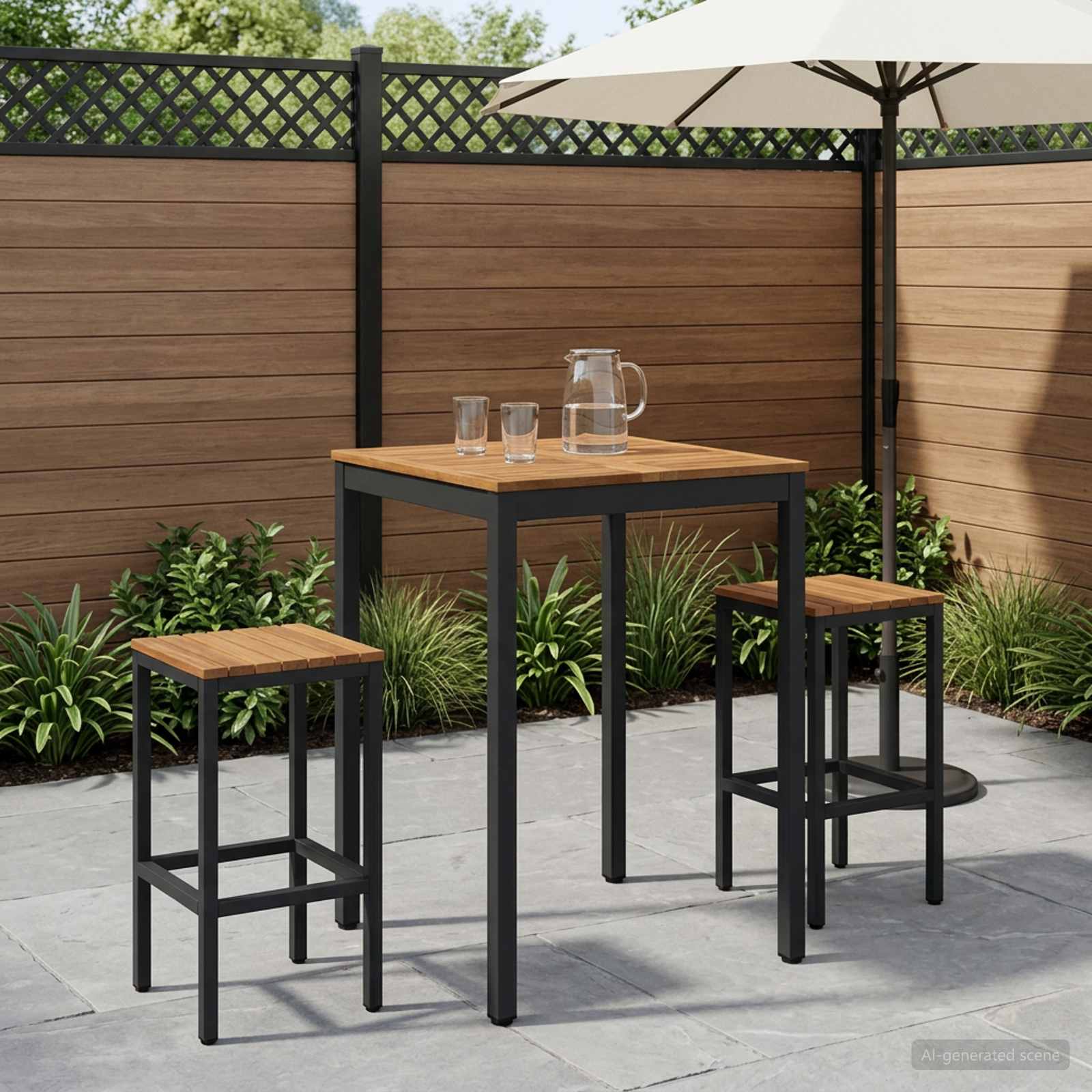 Gartenbar-Tisch Natürlich und Schwarz 70 x 68,5 x 105 cm