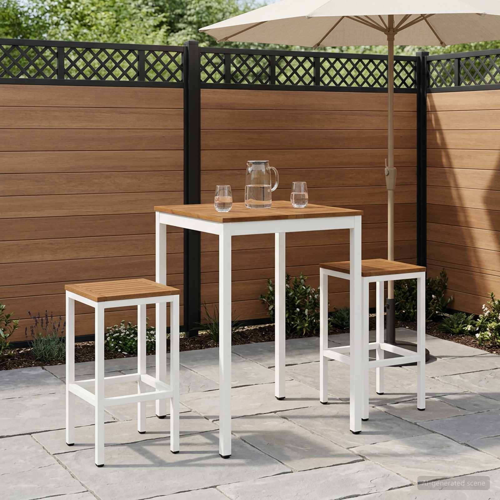 Gartenbar-Tisch Natürlich und Weiß 70 x 68,5 x 105 cm