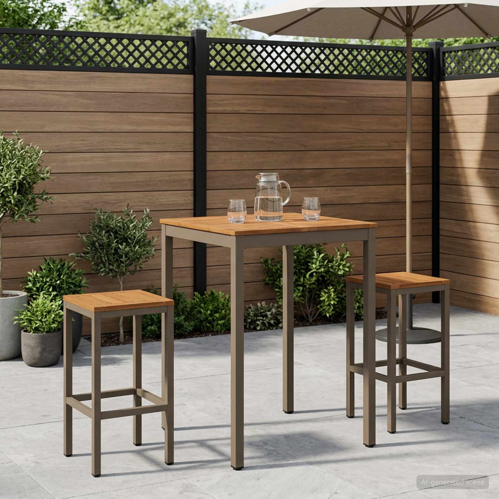 Gartenbar-Tisch Natur und Kaffee 70 x 68,5 x 105 cm
