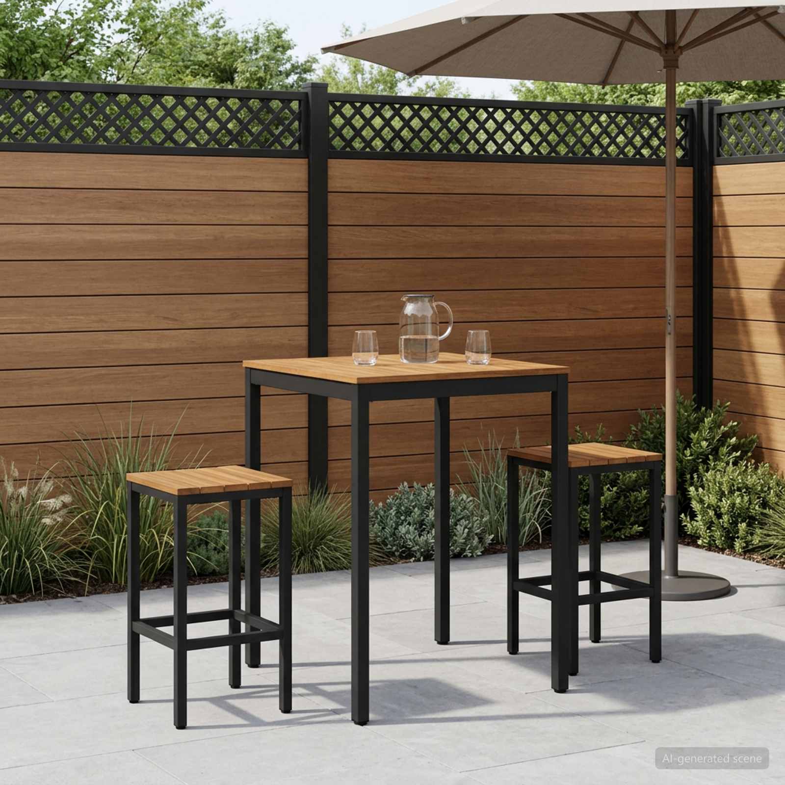 Gartenbar-Tisch Natürlich und Schwarz 80 x 80,5 x 105 cm