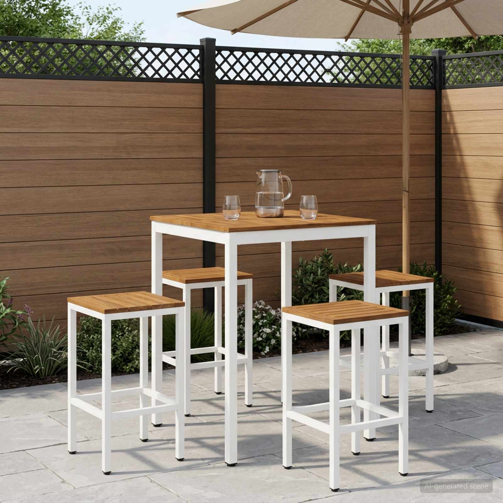 Gartenbar-Tisch Natürlich und Weiß 80 x 80,5 x 105 cm