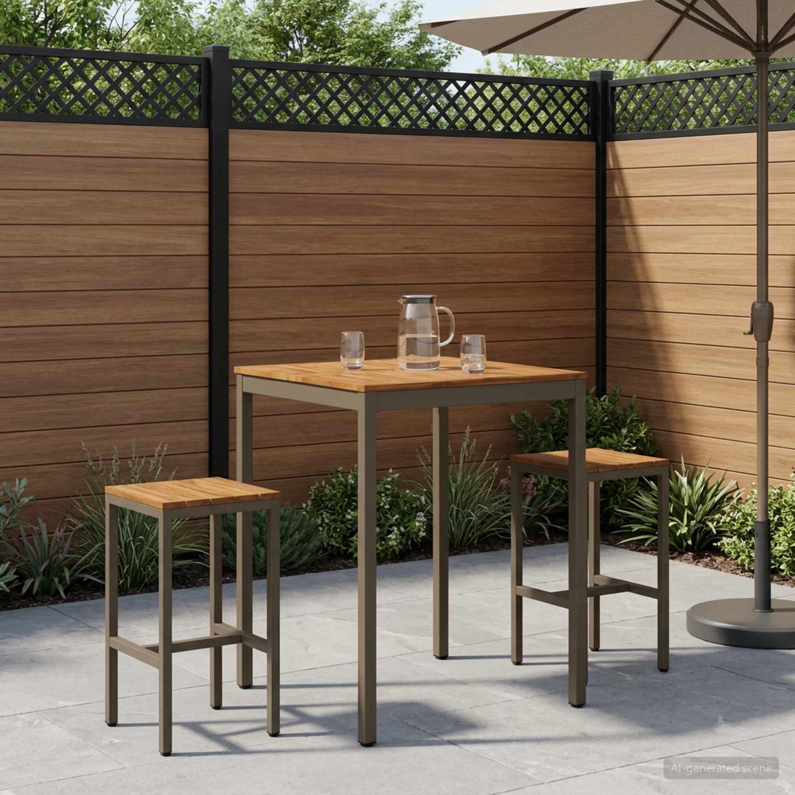 Gartenbar-Tisch Natur und Kaffee 80 x 80,5 x 105 cm