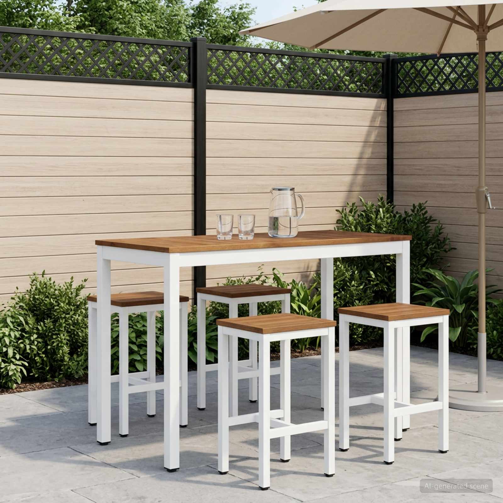Gartenbar-Tisch Natürlich und Weiß 108,5 x 55 x 105 cm