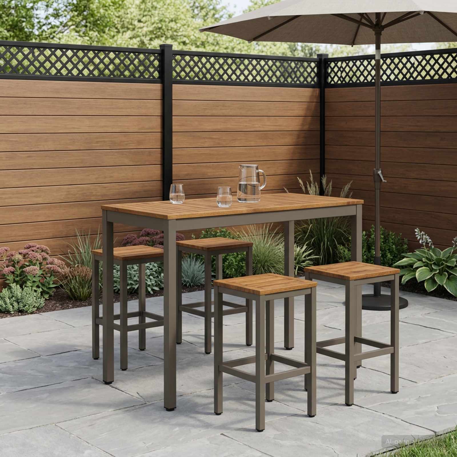 Gartenbar-Tisch Natur und Kaffee 108,5 x 55 x 105 cm