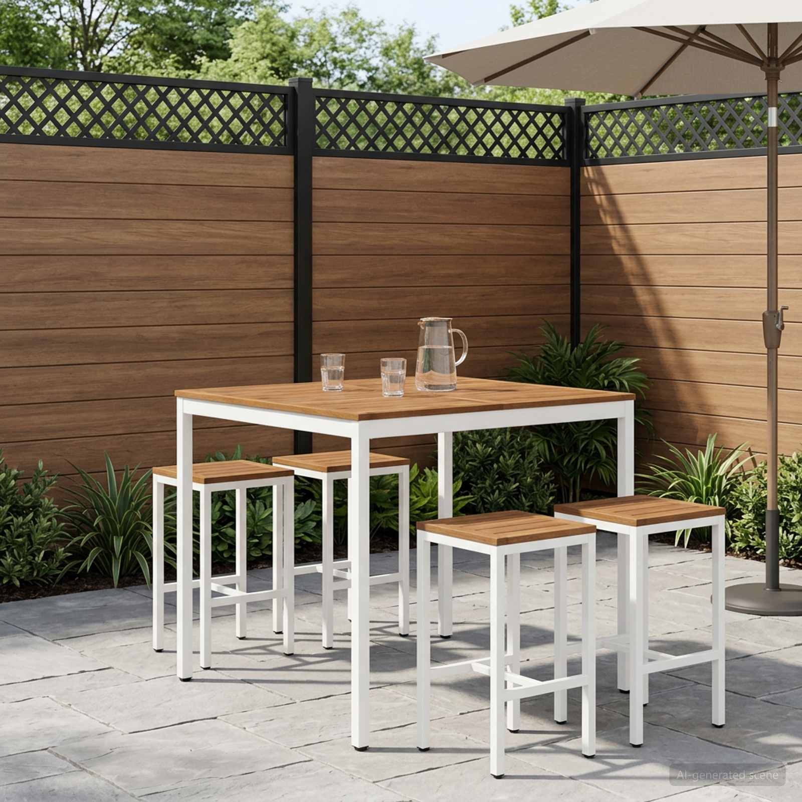 Gartenbar-Tisch Natürlich und Weiß 110 x 108,5 x 105 cm