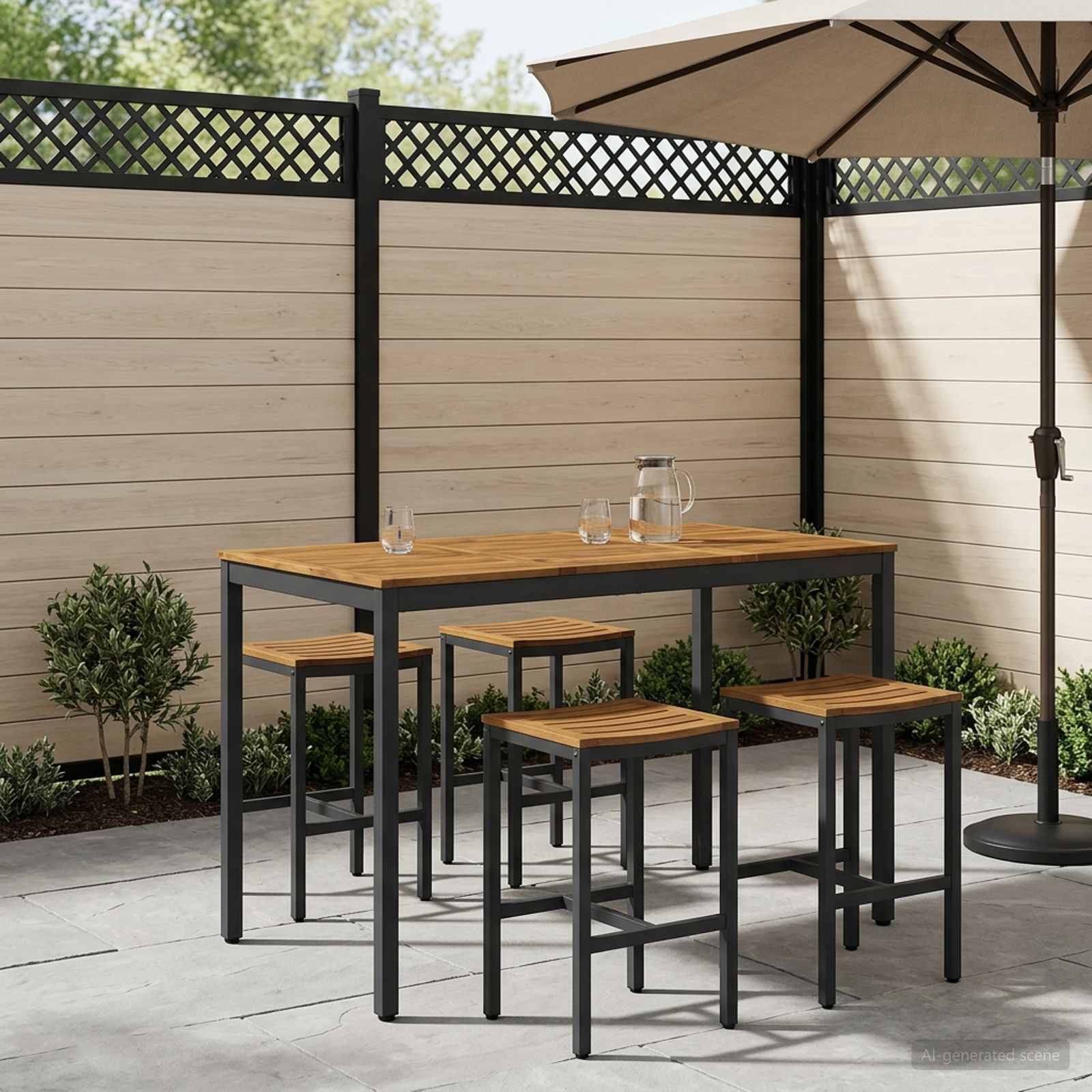 Gartenbar-Tisch Natürlich und Schwarz 141 x 80,5 x 105 cm