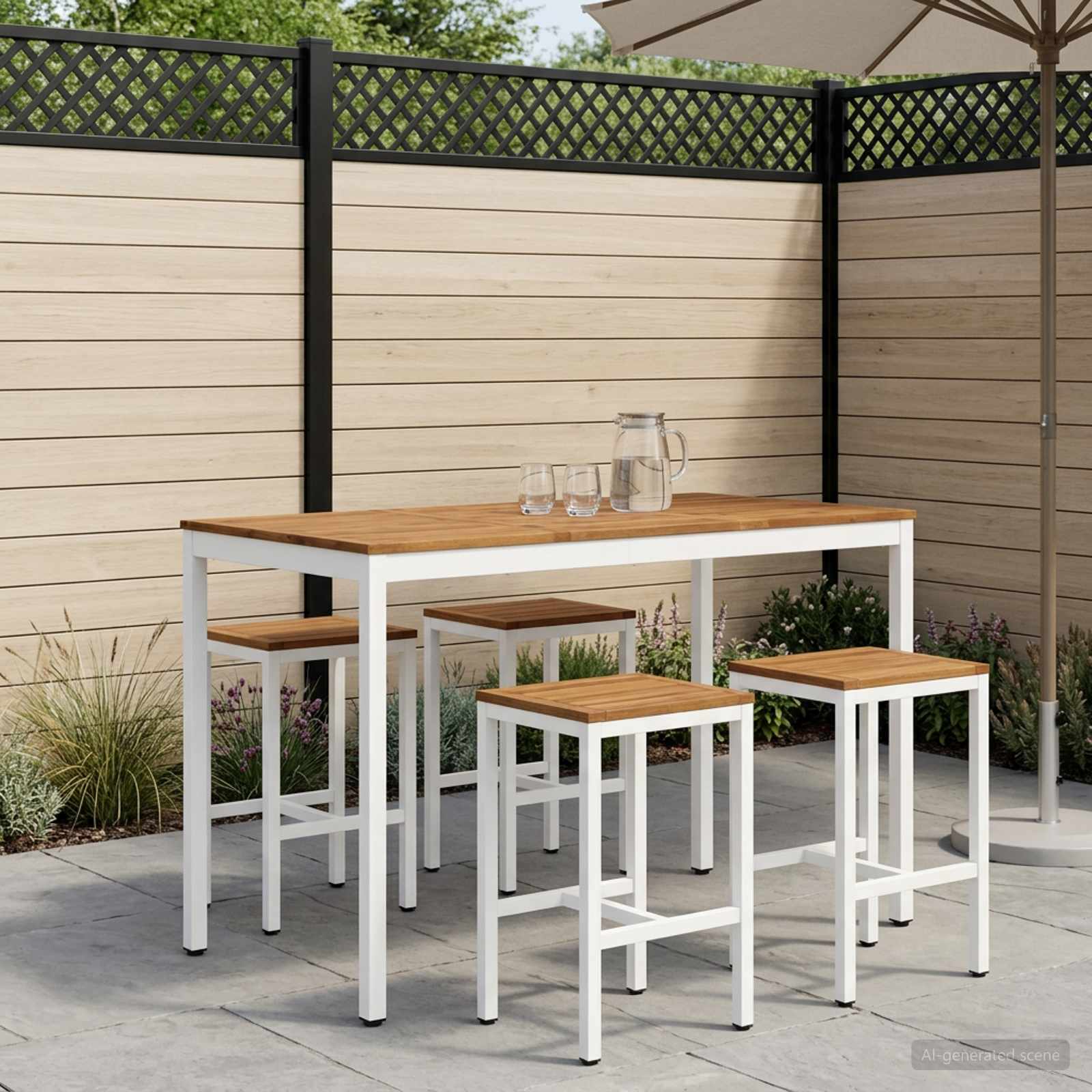 Gartenbar-Tisch Natürlich und Weiß 141 x 80,5 x 105 cm