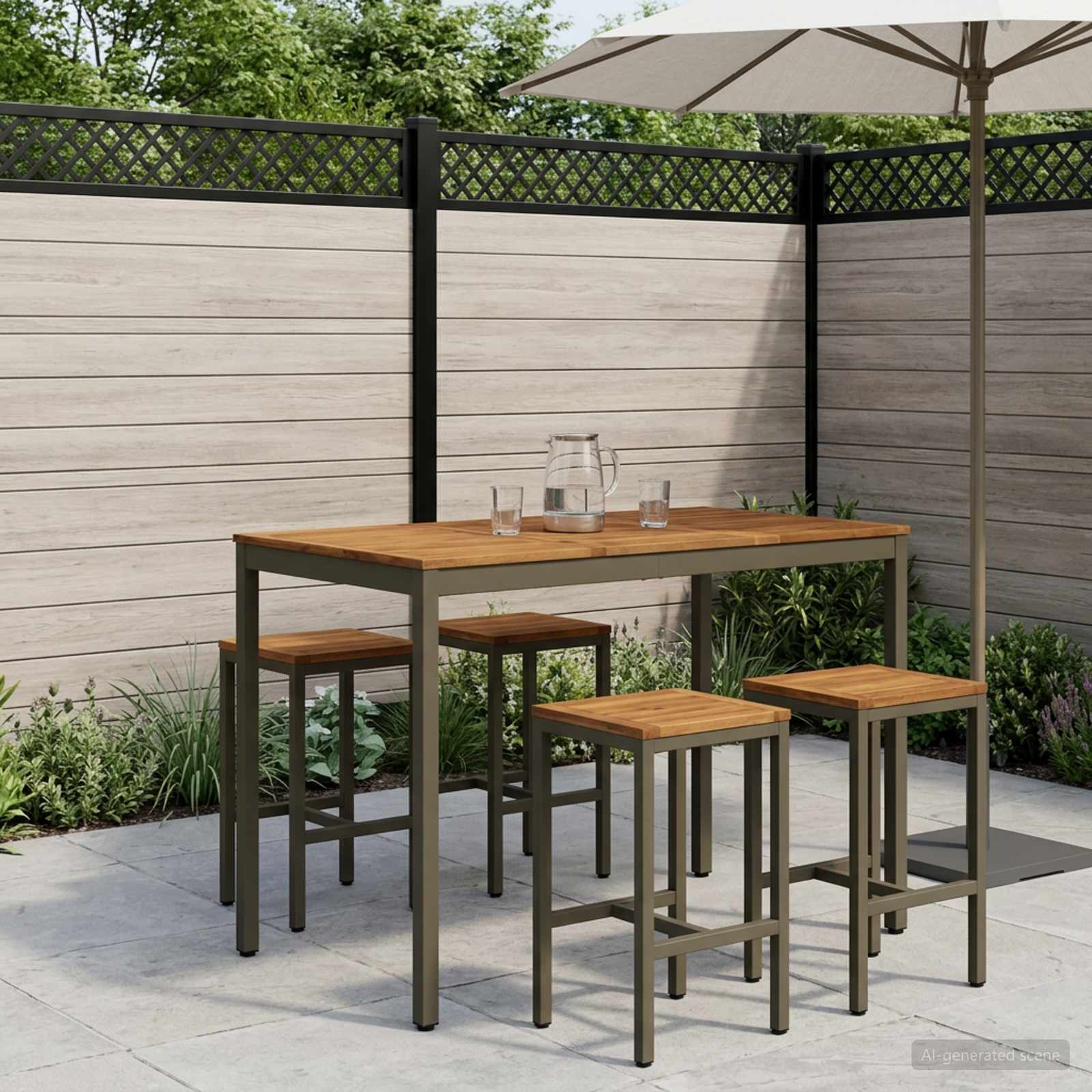 Gartenbar-Tisch Natur und Kaffee 141 x 80,5 x 105 cm