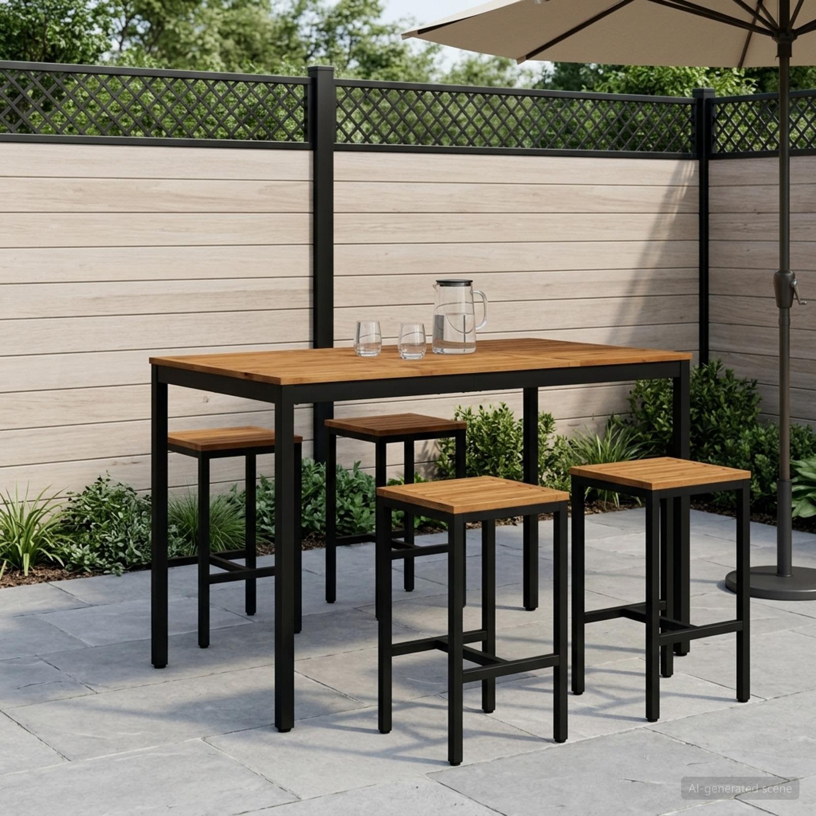 Gartenbar-Tisch Natürlich und Schwarz 147 x 88,5 x 105 cm