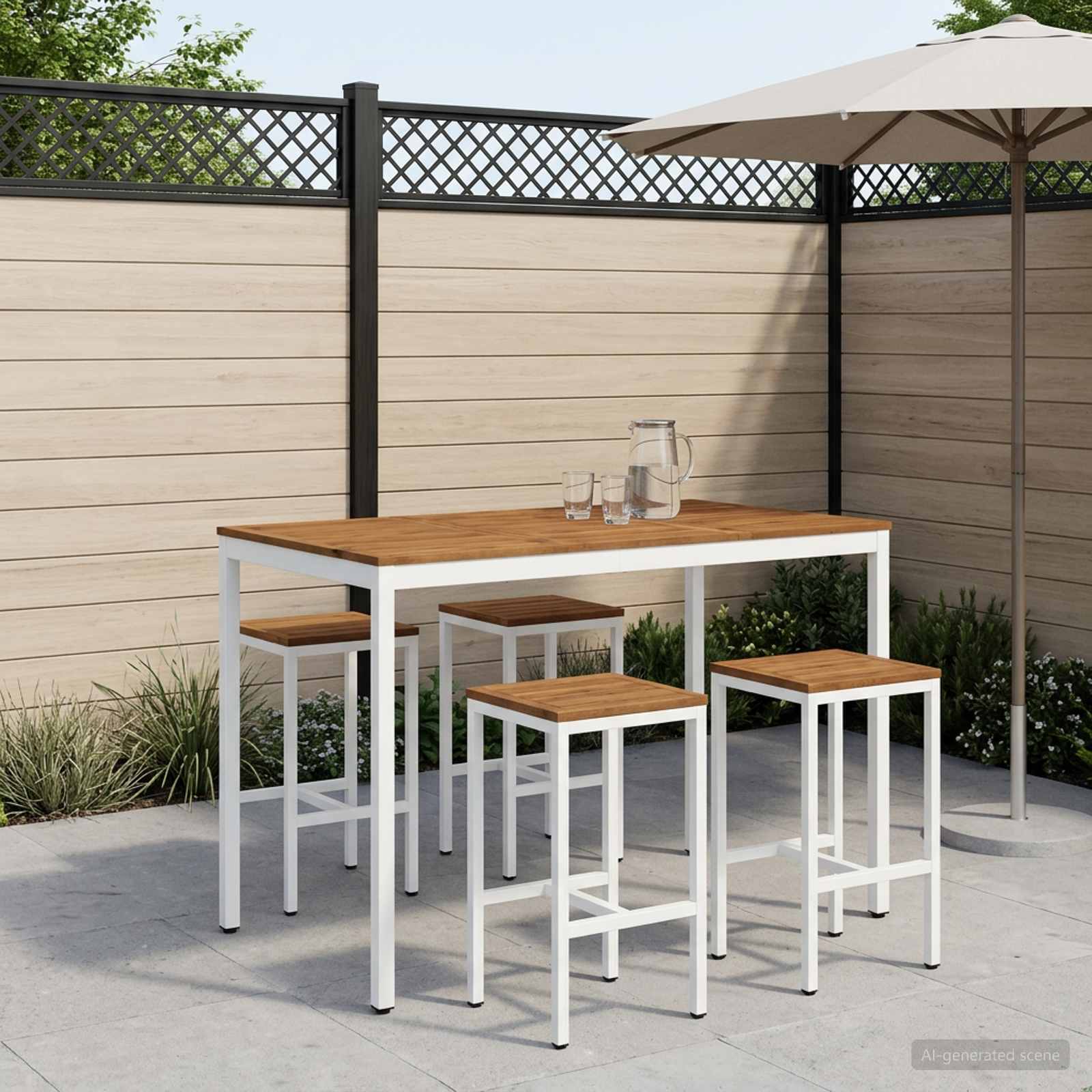 Gartenbar-Tisch Natürlich und Weiß 147 x 88,5 x 105 cm