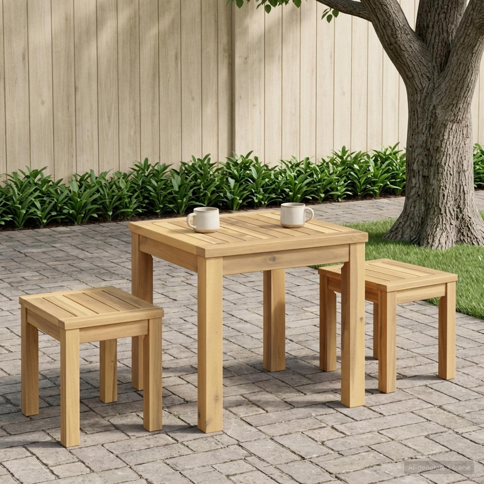 Couchtisch Weiß 40 x 40,5 x 36 cm Massivholz Akazie