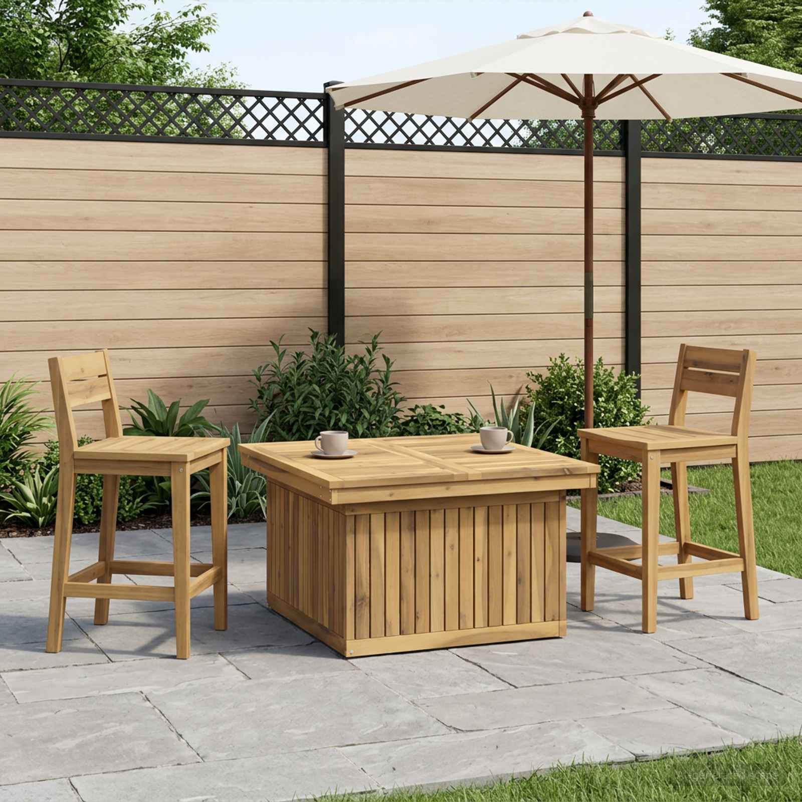 Gartenkaffee Tisch aus massivem Akazienholz höhenverstellbar