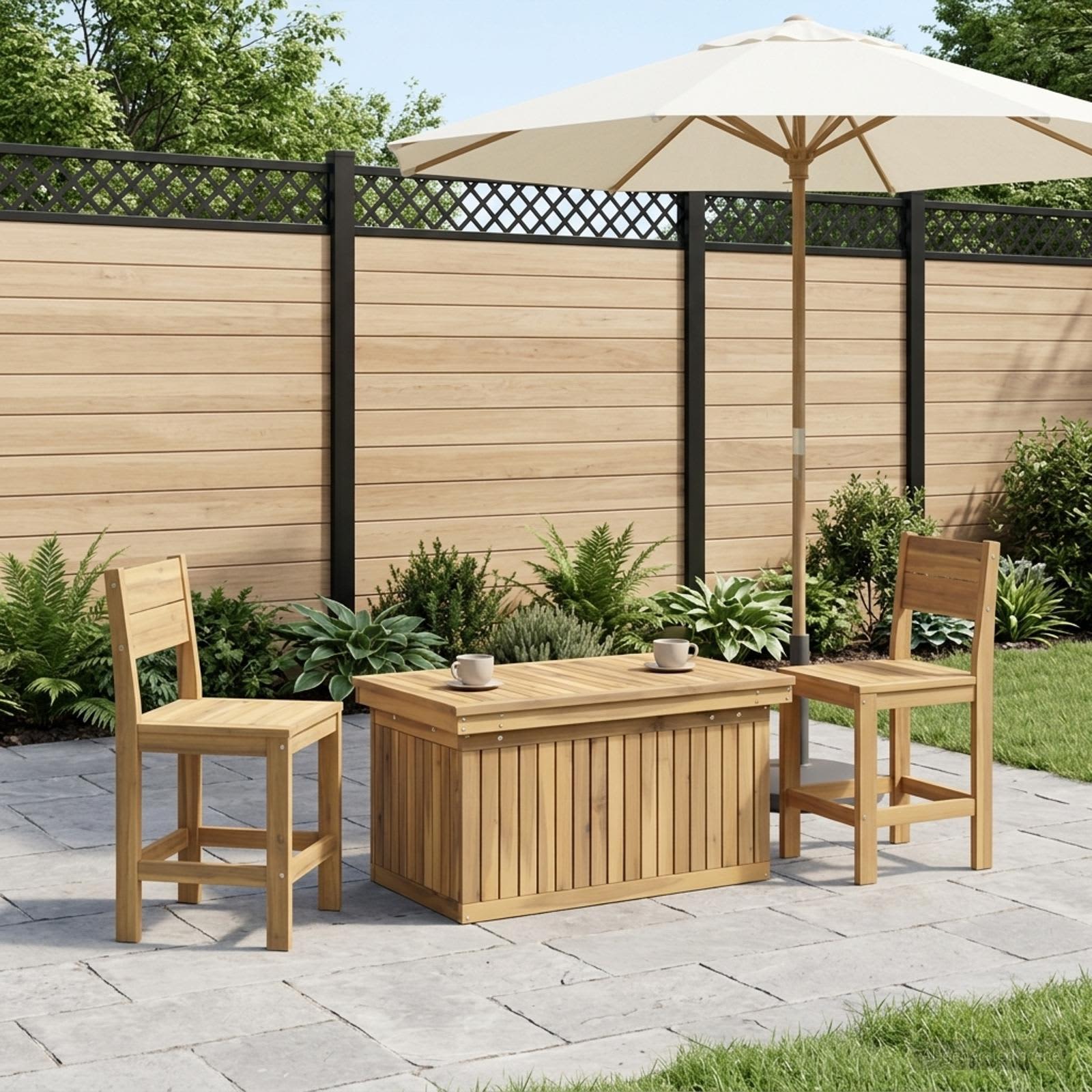 Gartenkaffee Tisch aus massivem Akazienholz höhenverstellbar