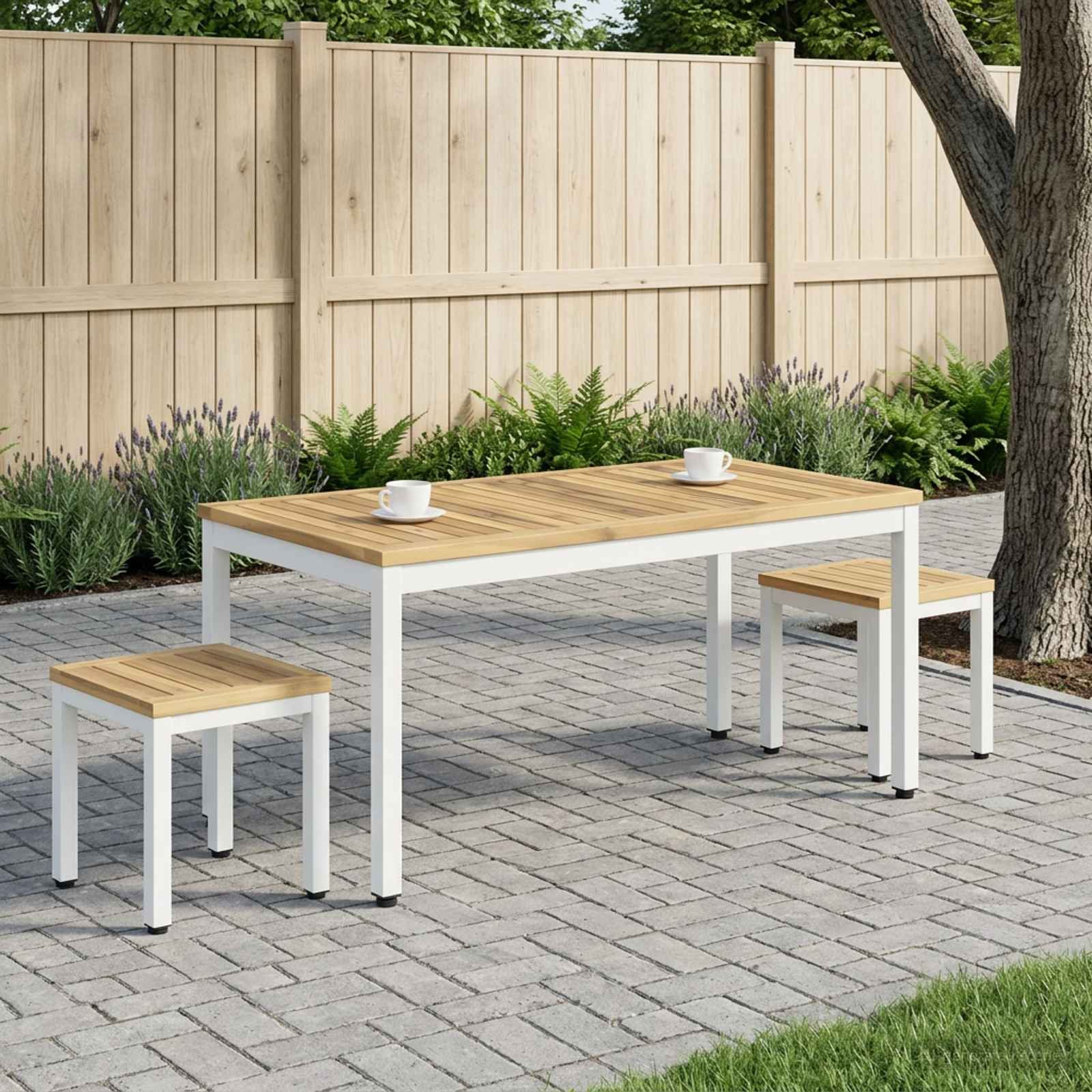 Couchtisch Weiß 50 x 100,5 x 45 cm Massivholz Akazie