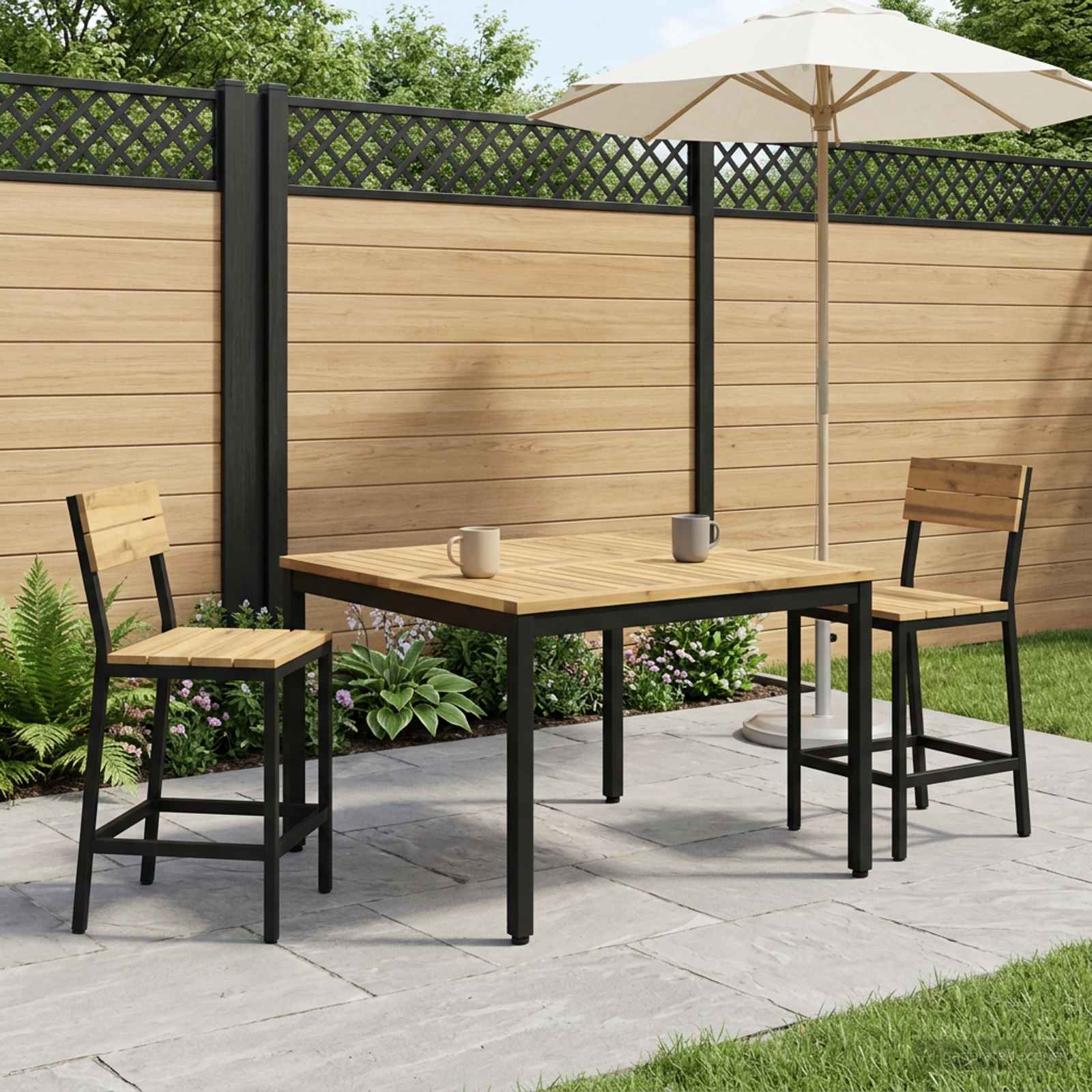 Couchtisch Weiß und Schwarz 80 x 80,5 x 45 cm Massivholz Akazie