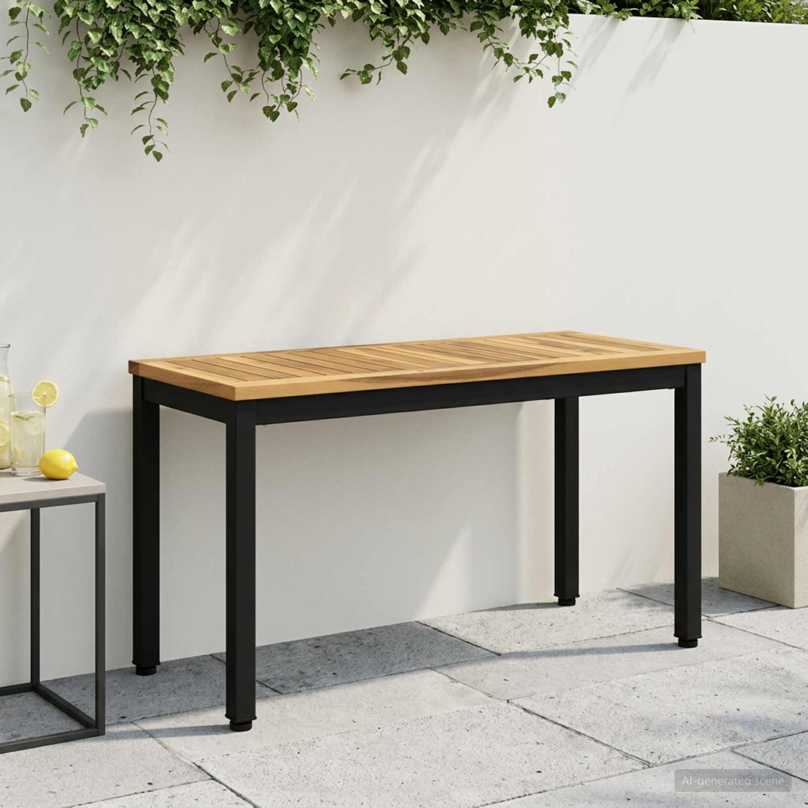 Gartenbank 80,5 x 35 x 45 cm Massivholz Akazie Weiß und Schwarz