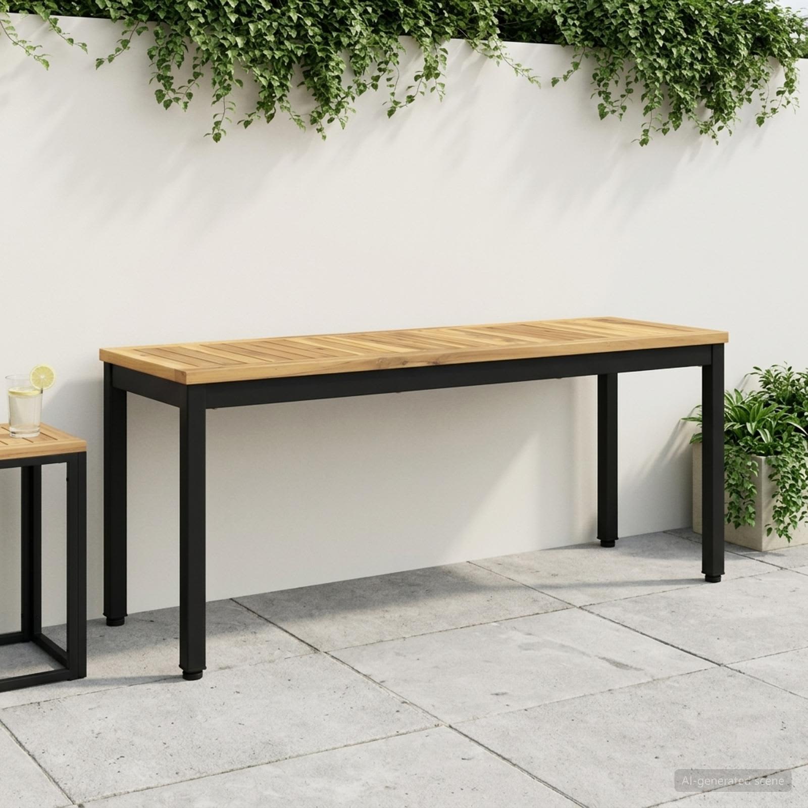 Gartenbank 108,5 x 35 x 45 cm Massivholz Akazie Rechtwinklig