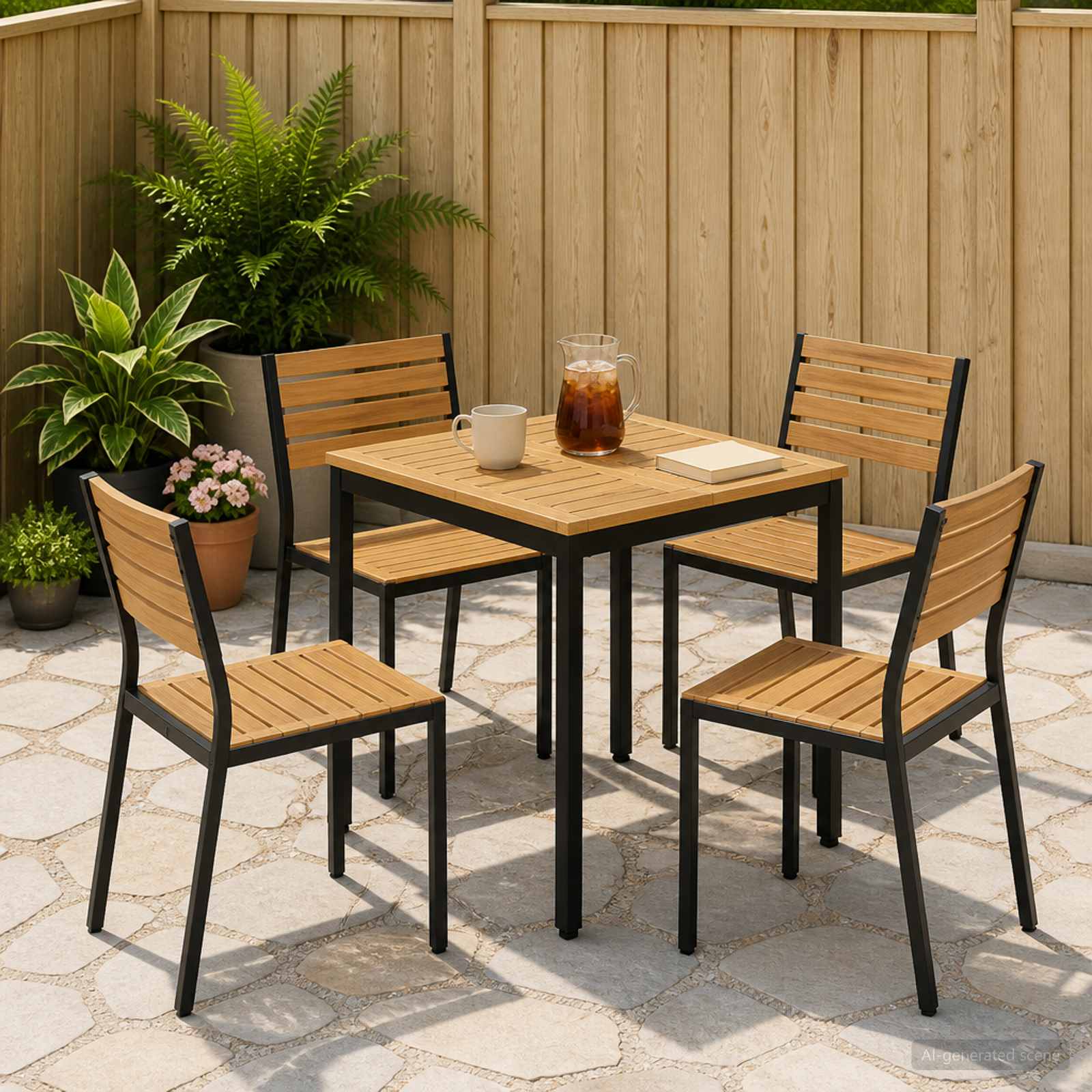 Gartentisch Weiß und Schwarz 60 x 60,5 x 75 cm