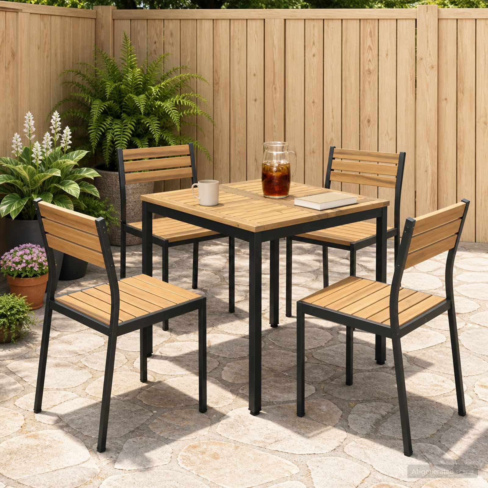 Gartentisch Weiß und Schwarz 70 x 68,5 x 75 cm