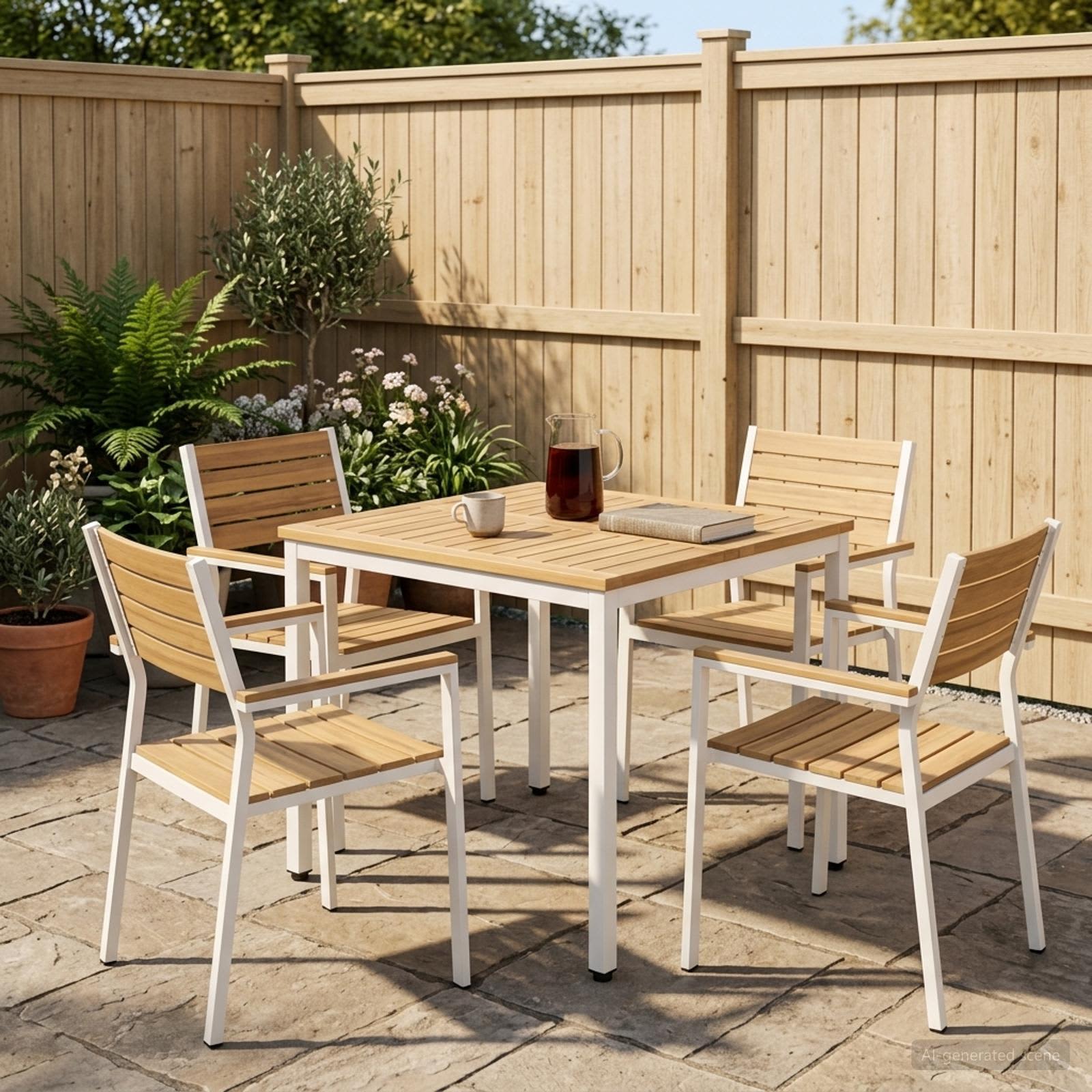 Gartentisch Weiß 70 x 68,5 x 75 cm Massivholz Akazie