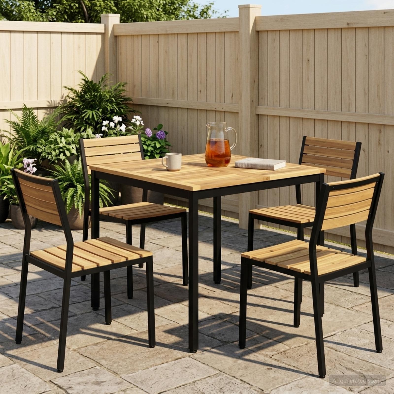 Gartentisch Weiß und Schwarz 80 x 80,5 x 75 cm